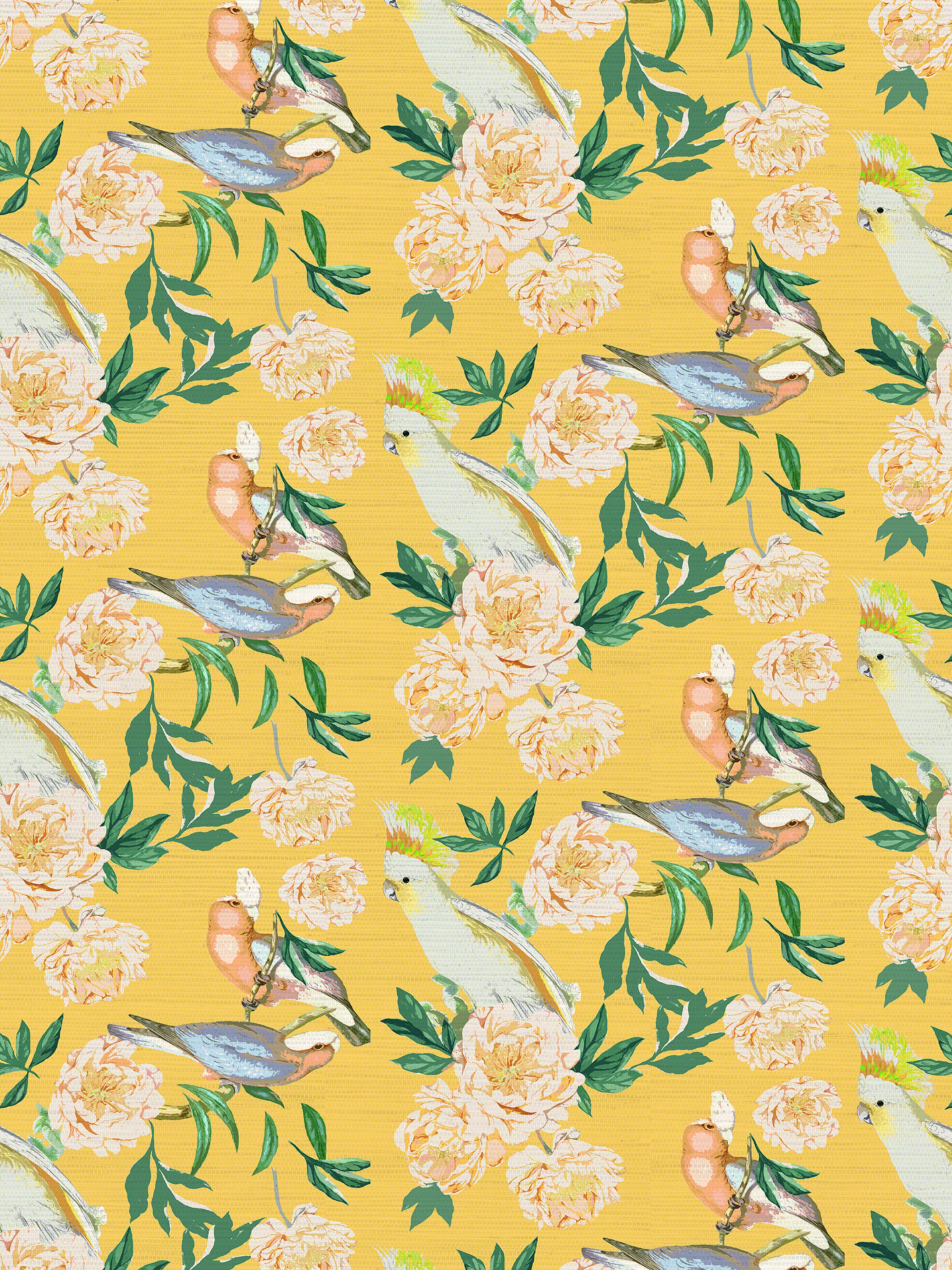 Peony Inspira wallpaper in goldenrod color - pattern number WNM 0004PEON - by Scalamandre in the collection