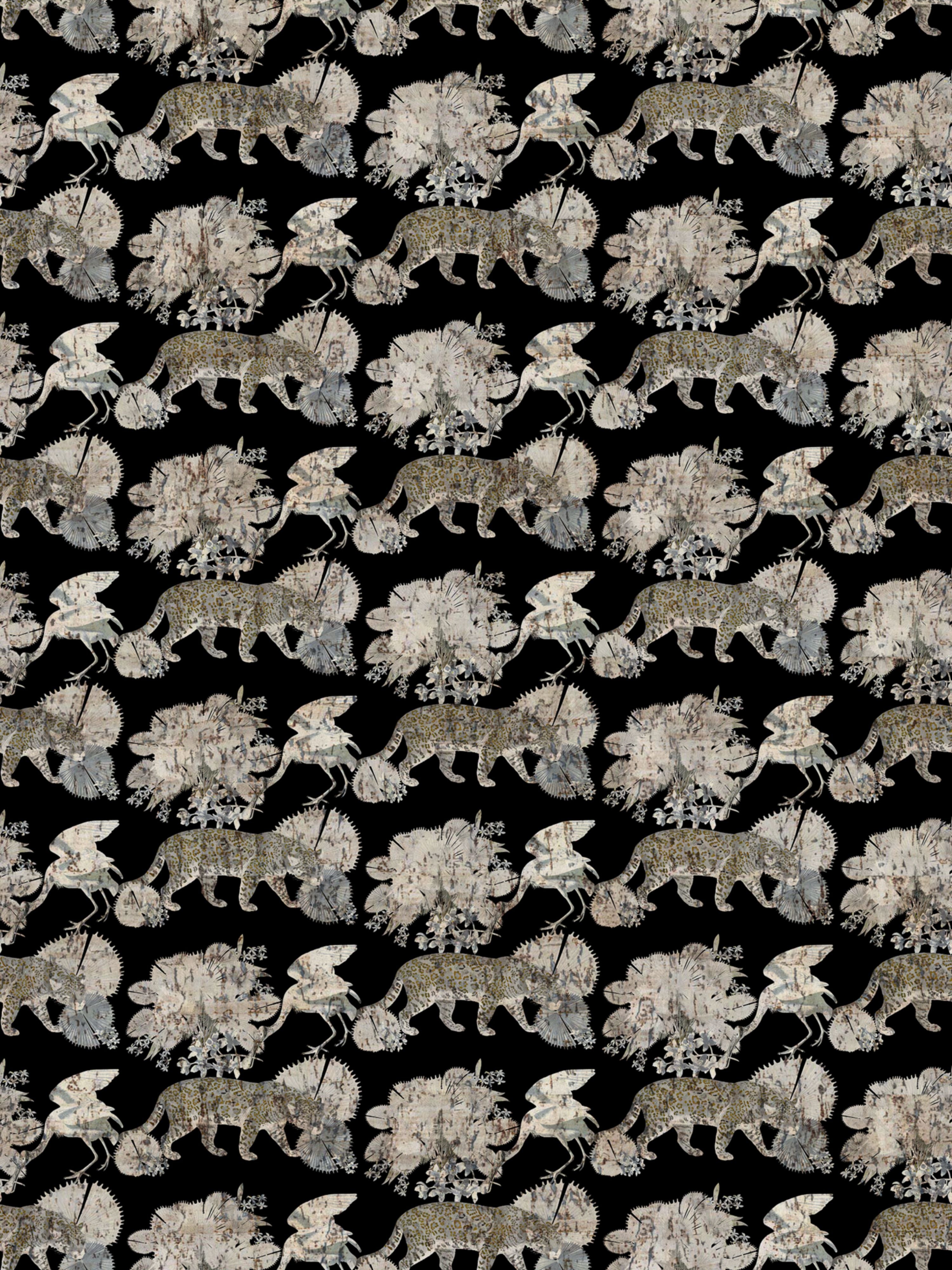 Leopard Walk wallpaper in black color - pattern number WNM 0006LEOP - by Scalamandre in the collection