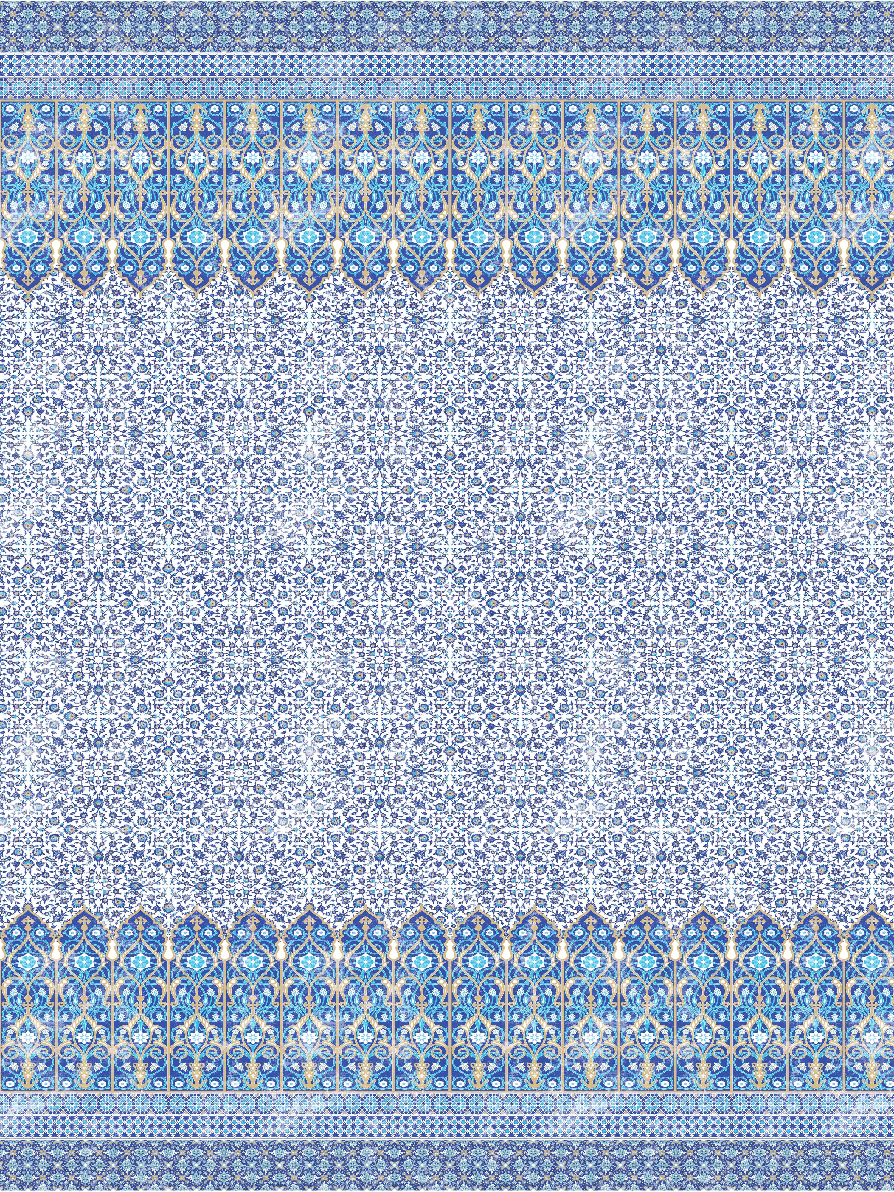 Iznik Overdye Panel wallpaper in classic color - pattern number WNM 1009IZNI - by Scalamandre in the collection