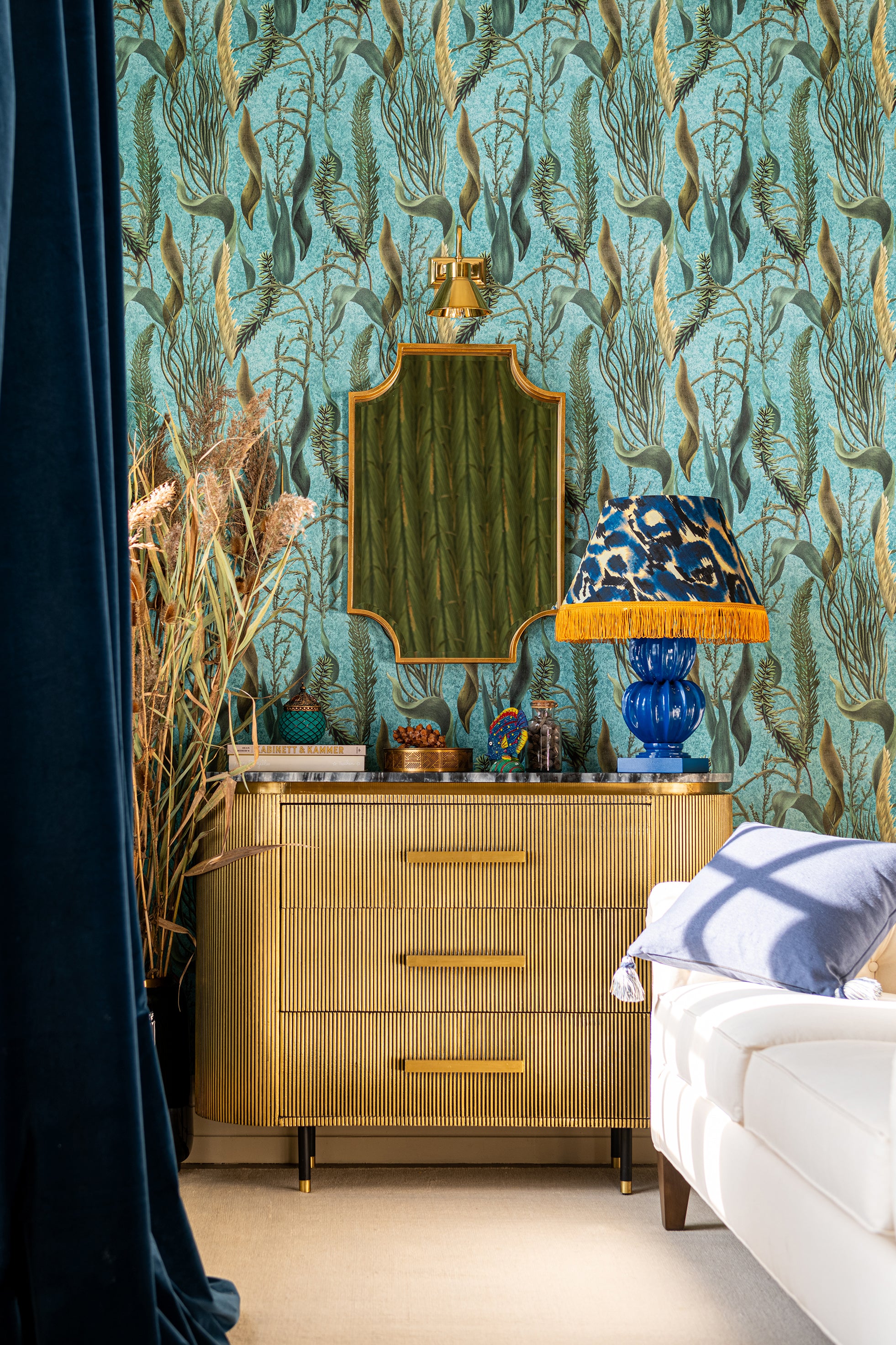 Aquatic Plants wallpaper in aquamarine color - pattern number WP20716 - by Mind the Gap in the The Wetlands collection
