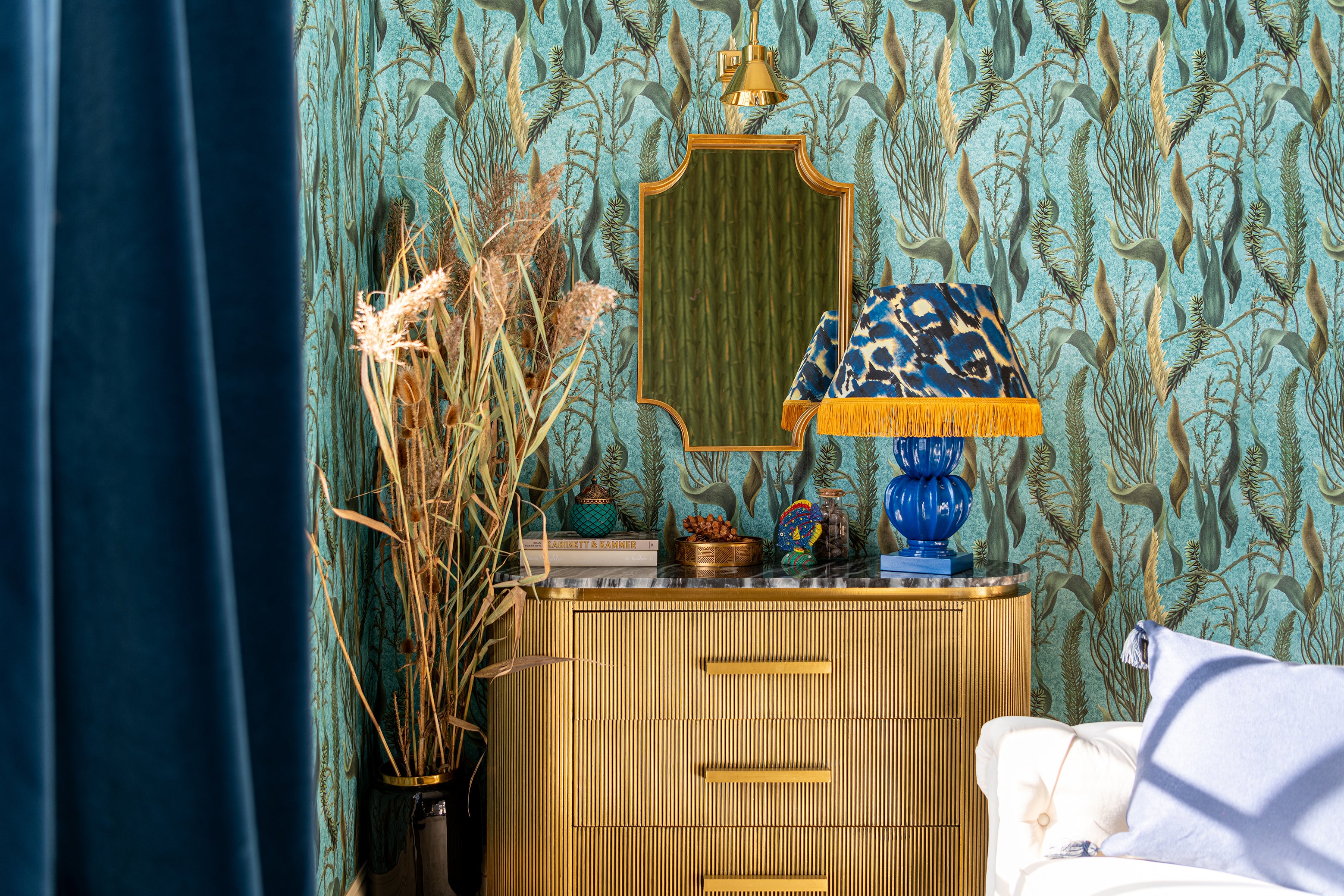 Aquatic Plants wallpaper in aquamarine color - pattern number WP20716 - by Mind the Gap in the The Wetlands collection