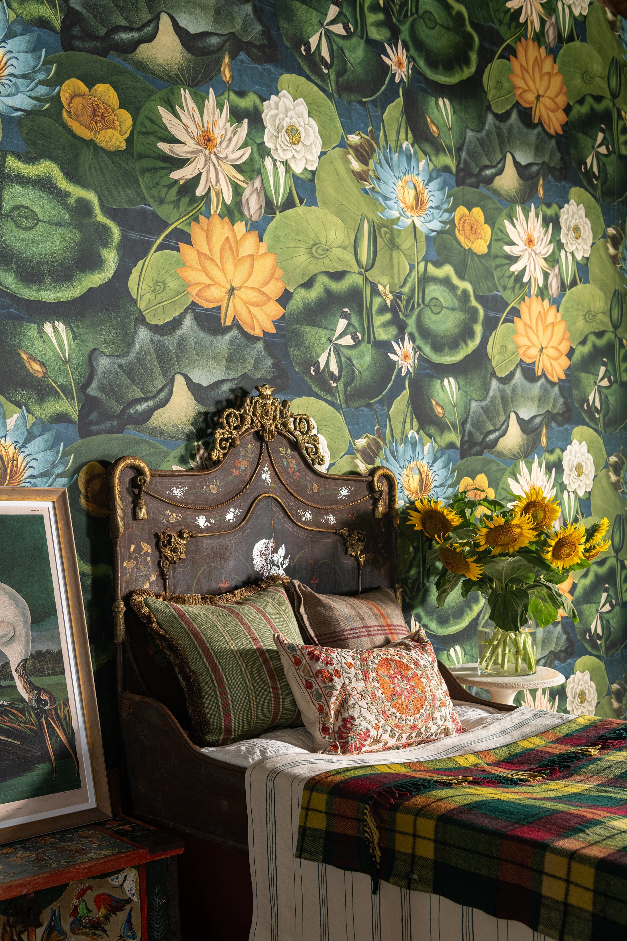 Lotus Blossom wallpaper in green blue color - pattern number WP20723 - by Mind the Gap in the The Wetlands collection