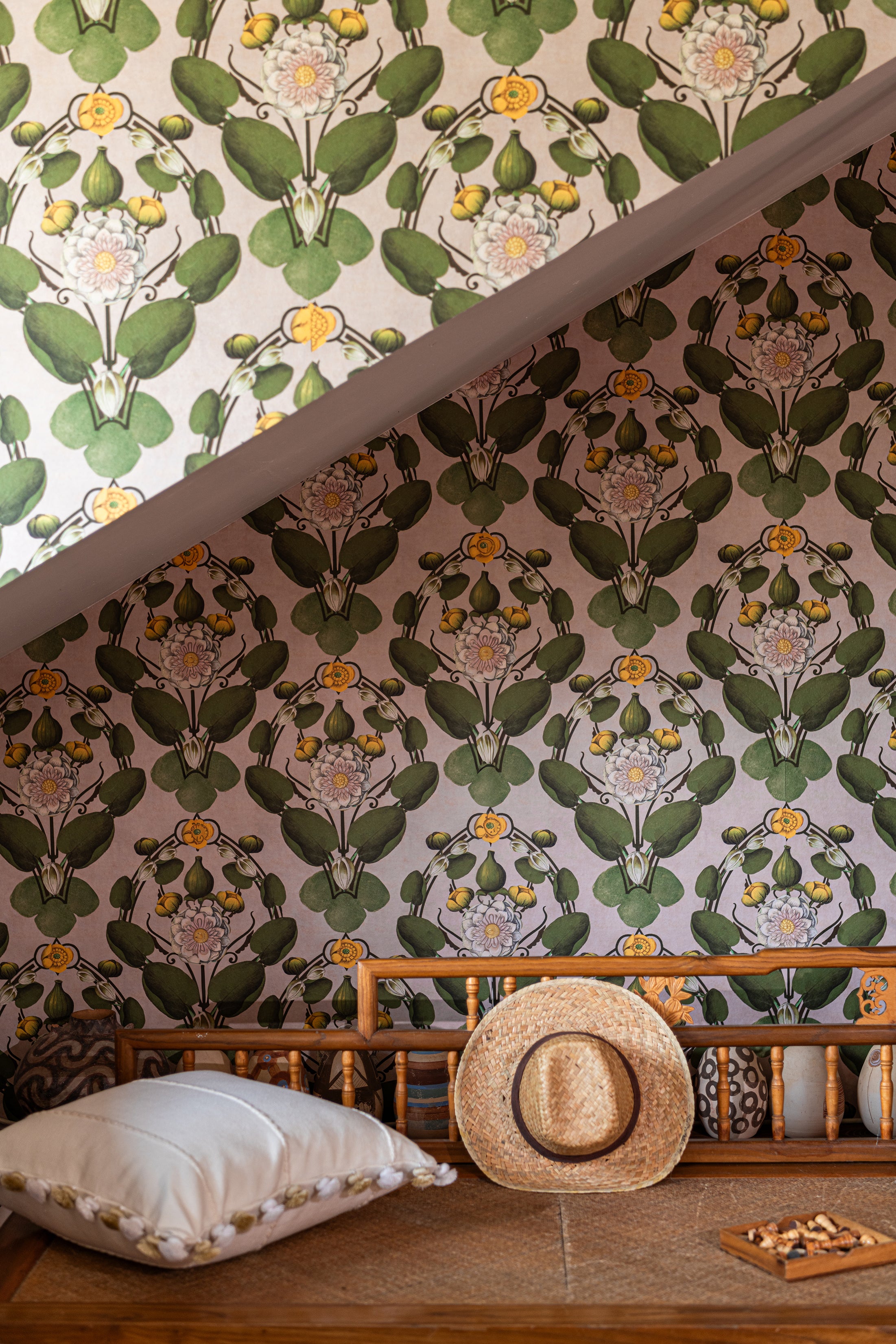 Nymphaea wallpaper in light pink color - pattern number WP20726 - by Mind the Gap in the The Wetlands collection