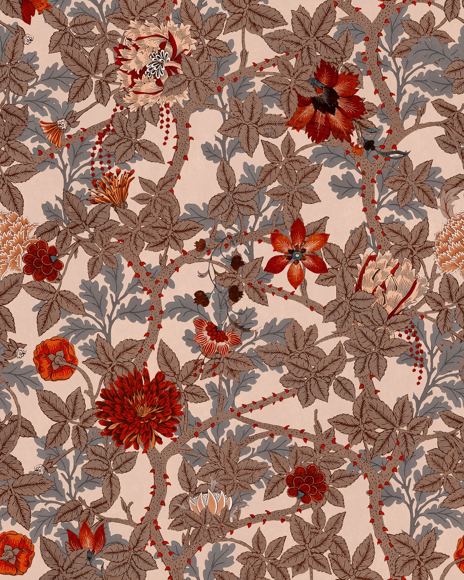 The Flowering wallpaper in red color - pattern number WP20730 - by Mind the Gap in the The Wetlands collection