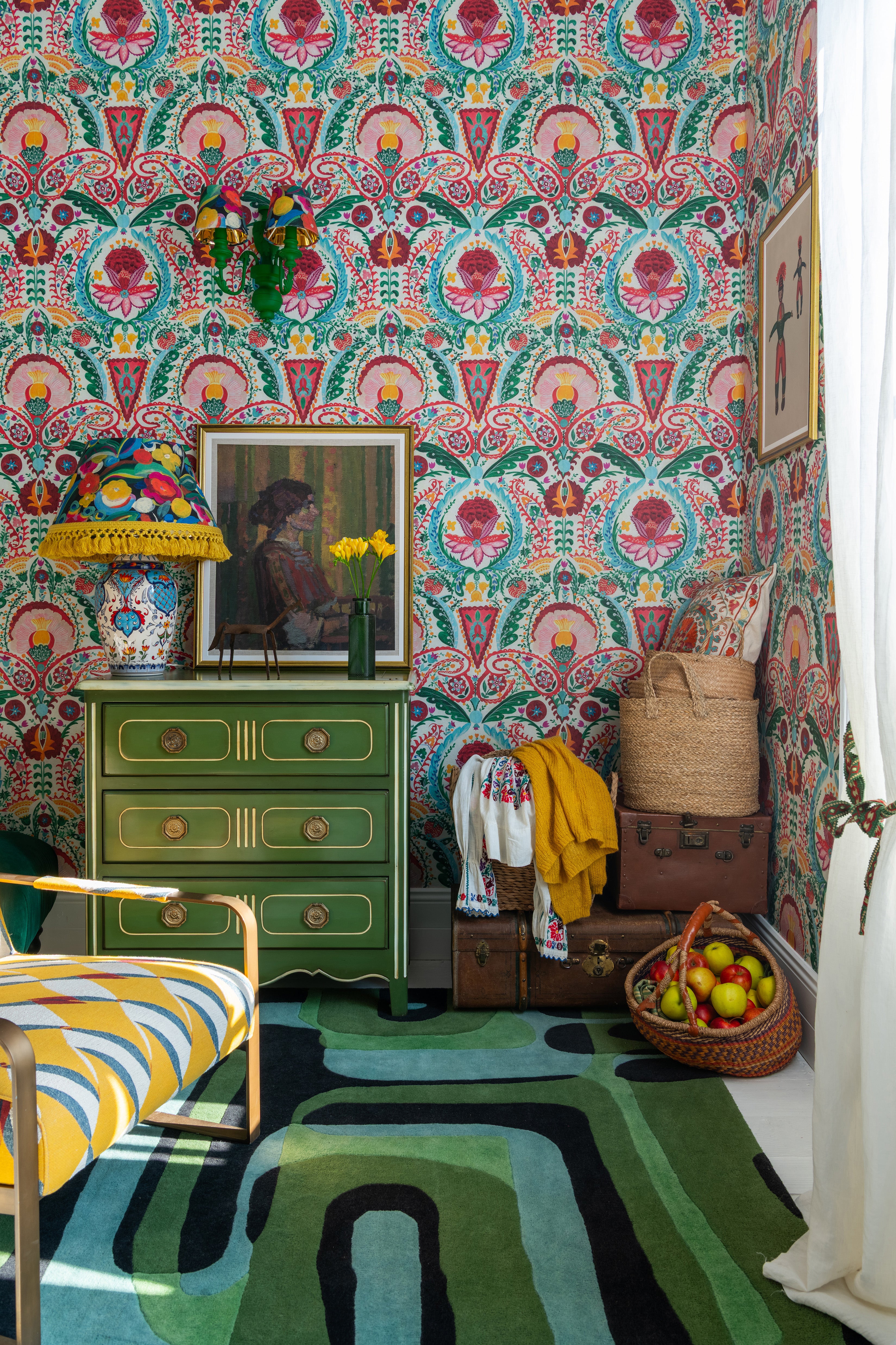 Rosa Mundi Wallpaper in multicolour color - pattern number WP20919 - by Mind the Gap in the Transylvanian Rhapsody collection