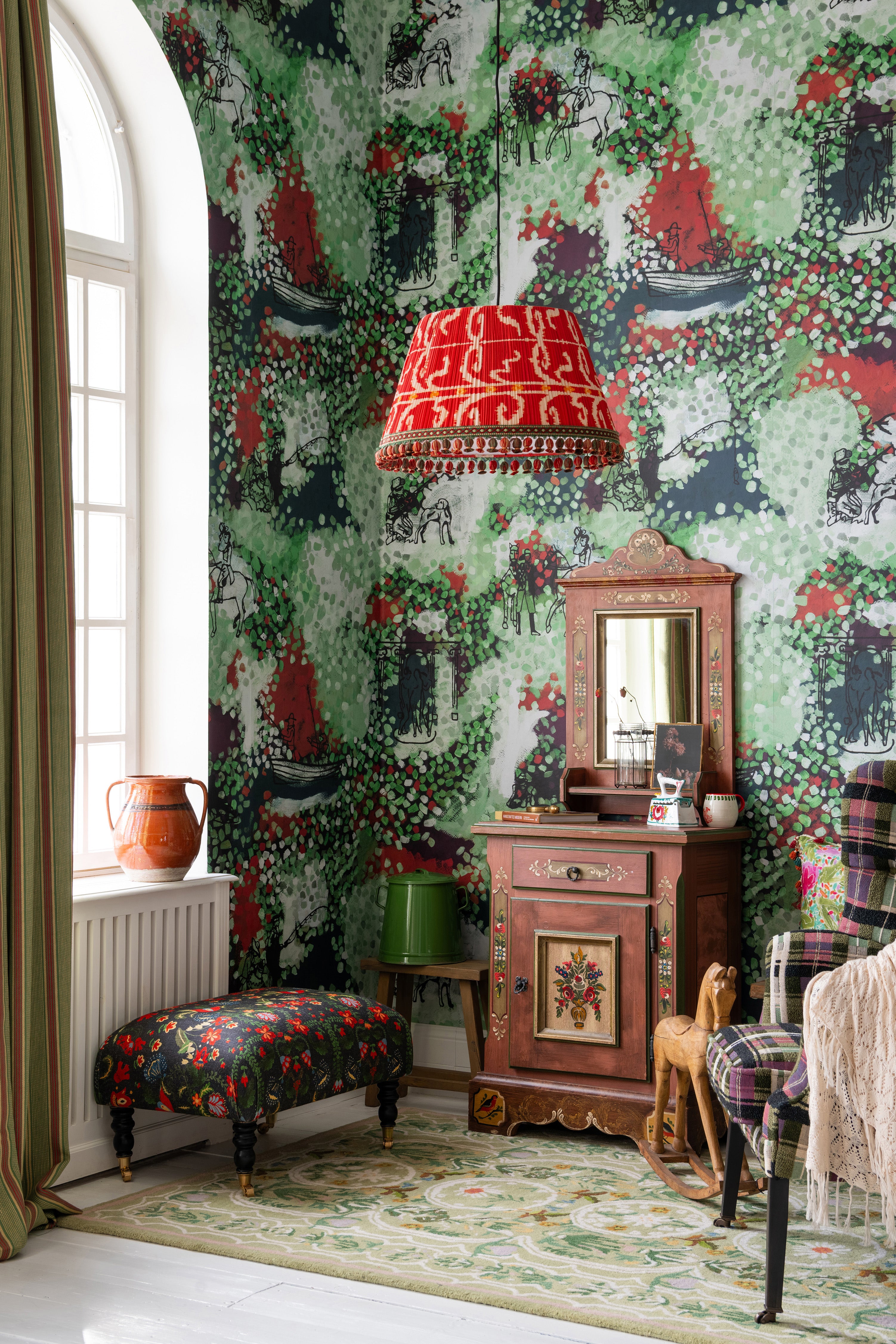 Castles Garden Wallpaper in green color - pattern number WP20924 - by Mind the Gap in the Transylvanian Rhapsody collection