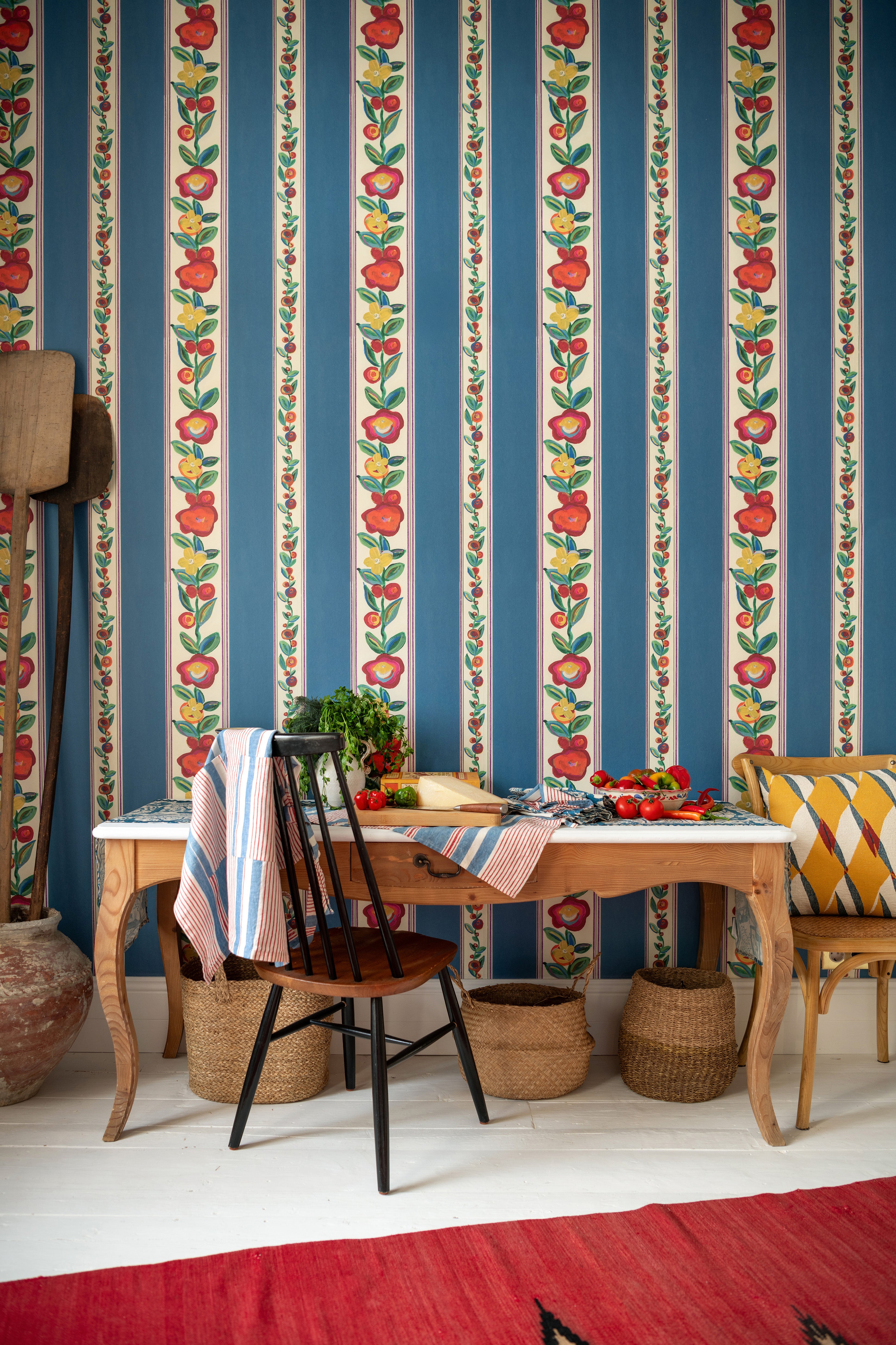 Dainty Flowering Wallpaper in azure color - pattern number WP20938 - by Mind the Gap in the Transylvanian Rhapsody collection