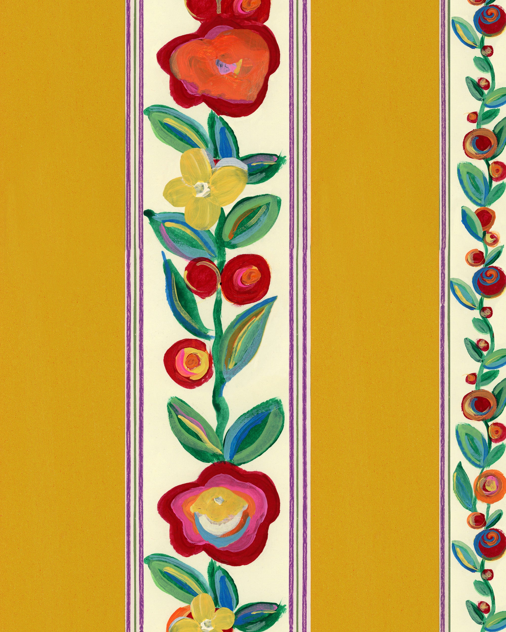 Dainty Flowering Wallpaper in golden color - pattern number WP20940 - by Mind the Gap in the Transylvanian Rhapsody collection