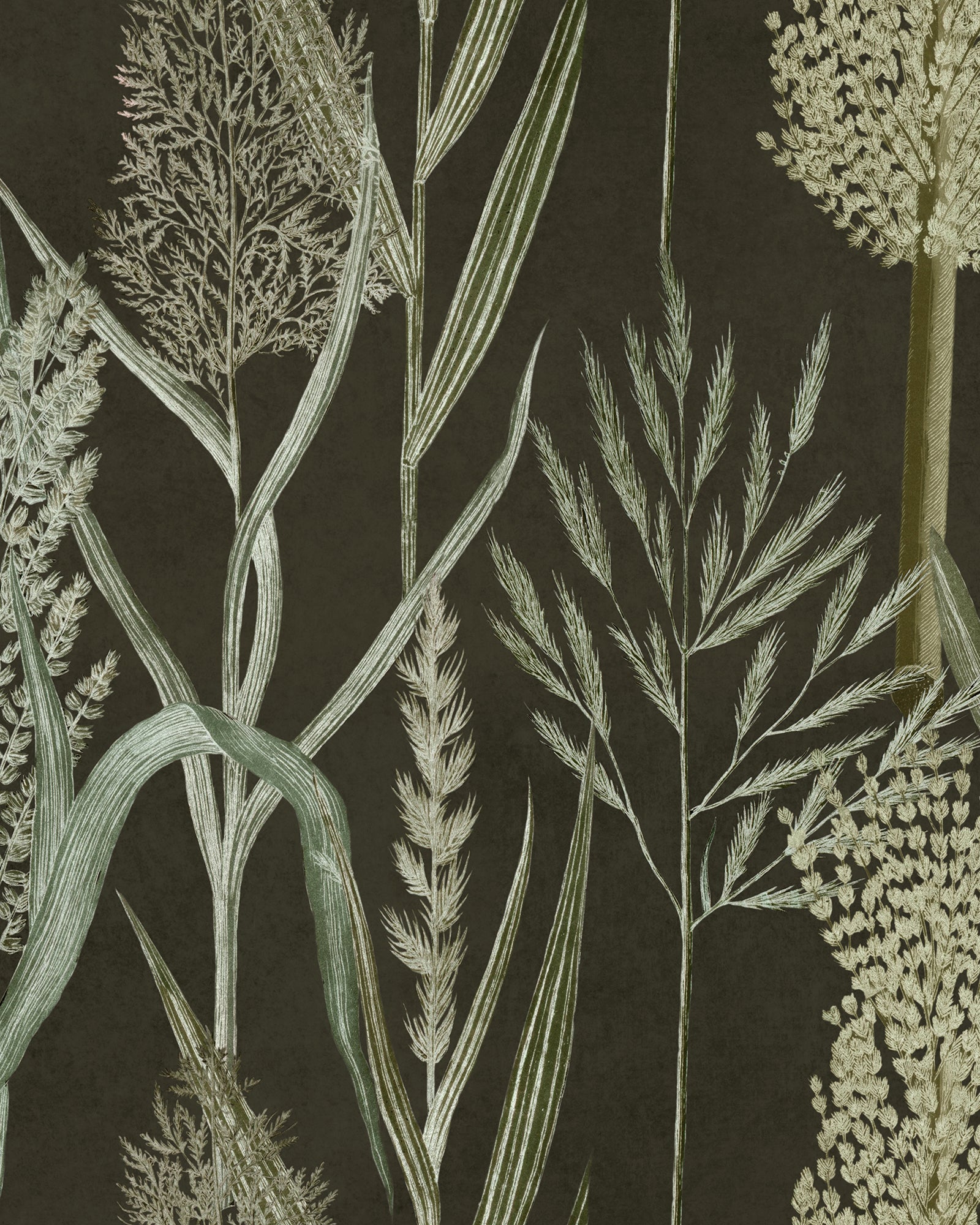Riverside Flora wallpaper in anthracite color - pattern number WP30166 - by Mind the Gap in the The Wetlands collection