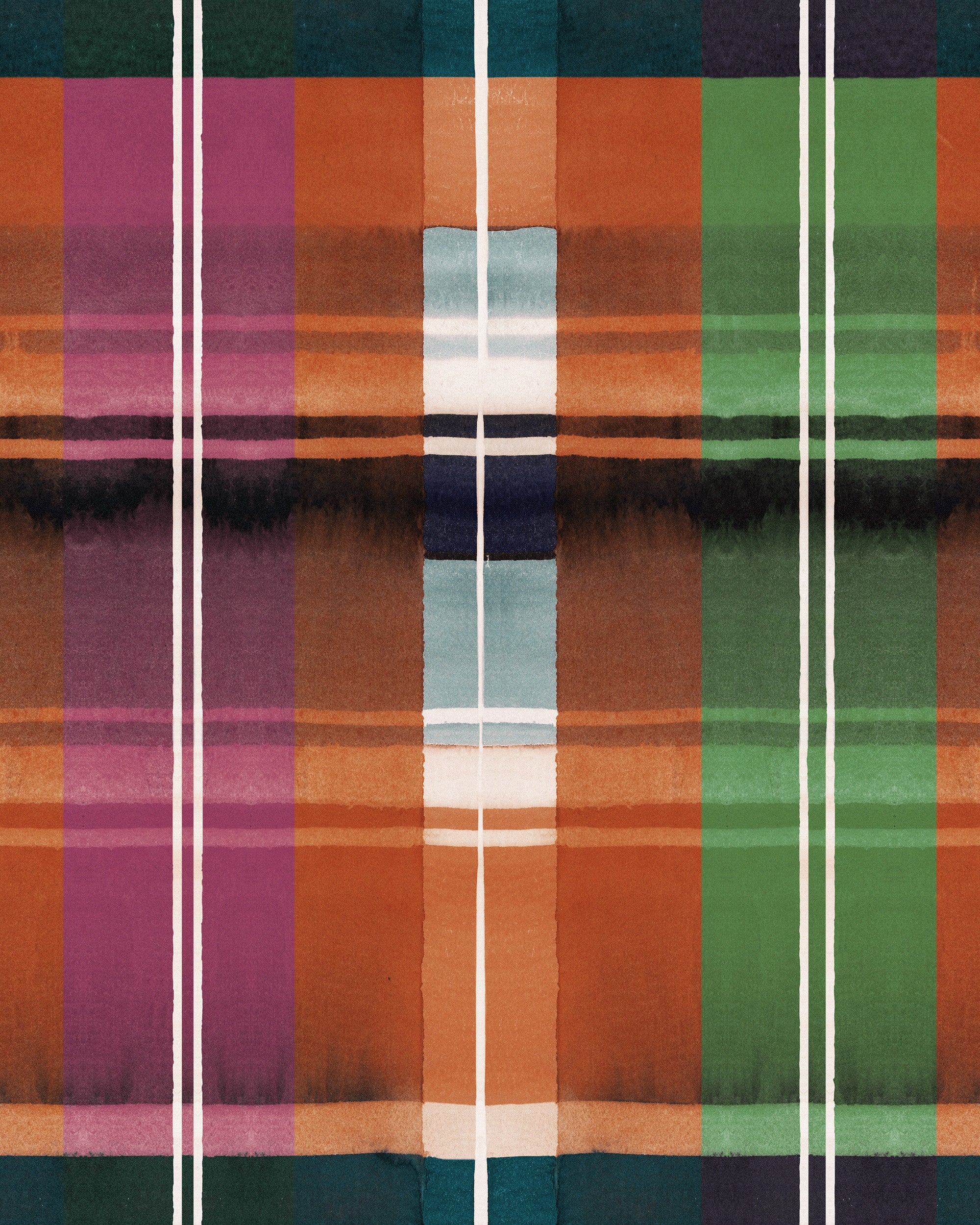 Kerschdorf Plaid Wallpaper in carrot color - pattern number WP30280 - by Mind the Gap in the Transylvanian Rhapsody collection