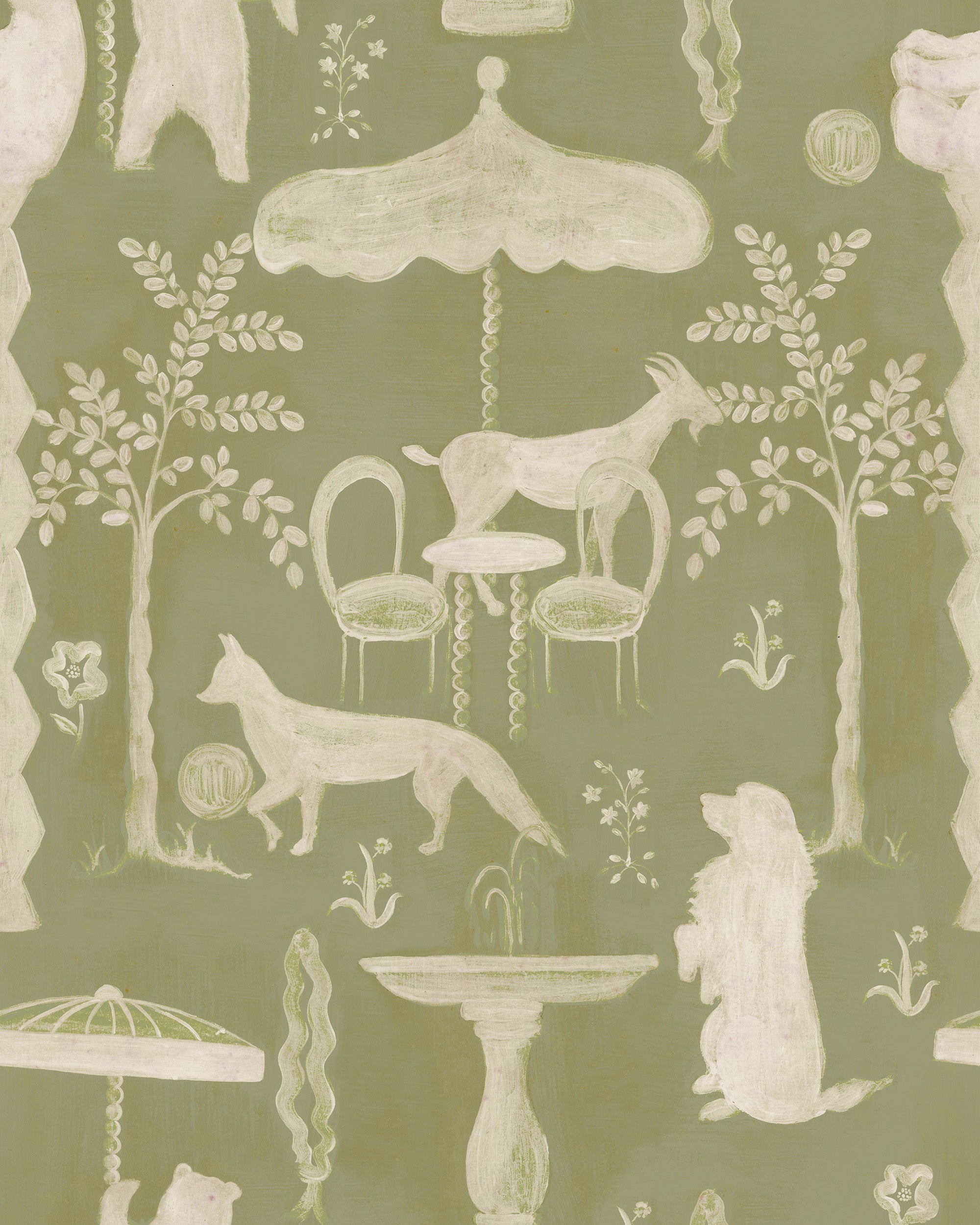 The Hidden Realm Wallpaper in sage color - pattern number WP30297 - by Mind the Gap in the Transylvanian Rhapsody collection