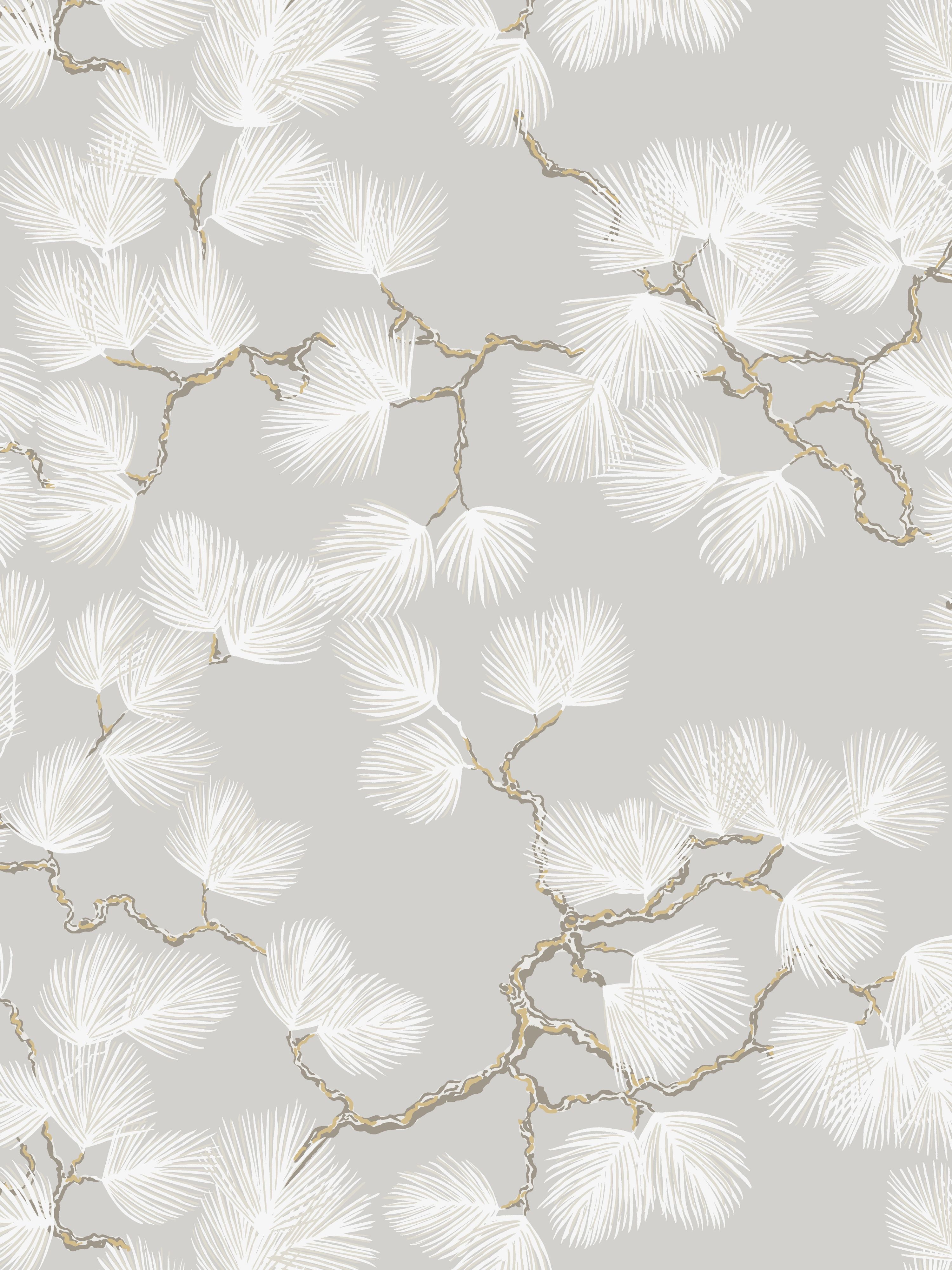 Pine wallpaper in grey color - pattern number WSB 00210804 - by Scalamandre in the collection