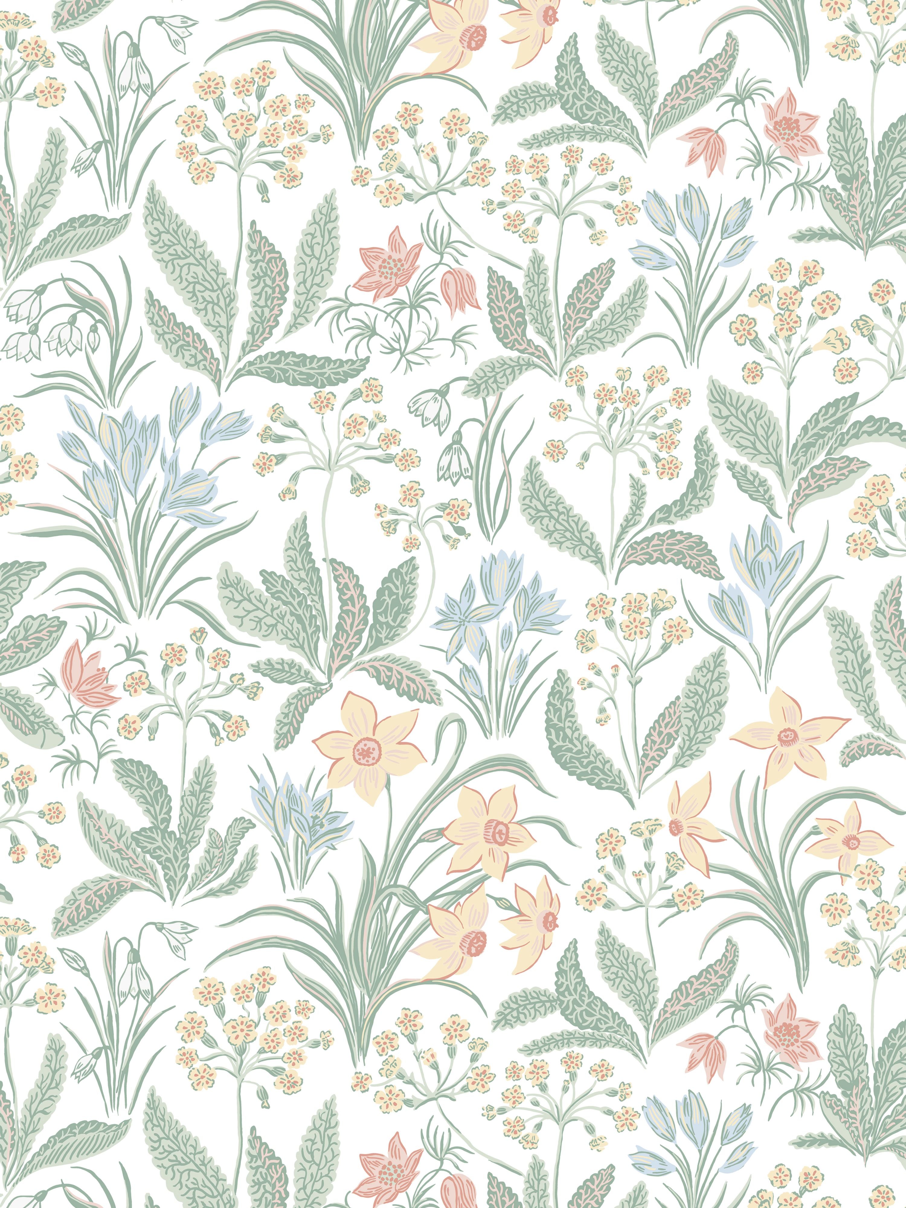 Huset I Solen wallpaper in spring green color - pattern number WSB 006001015 - by Scalamandre in the collection