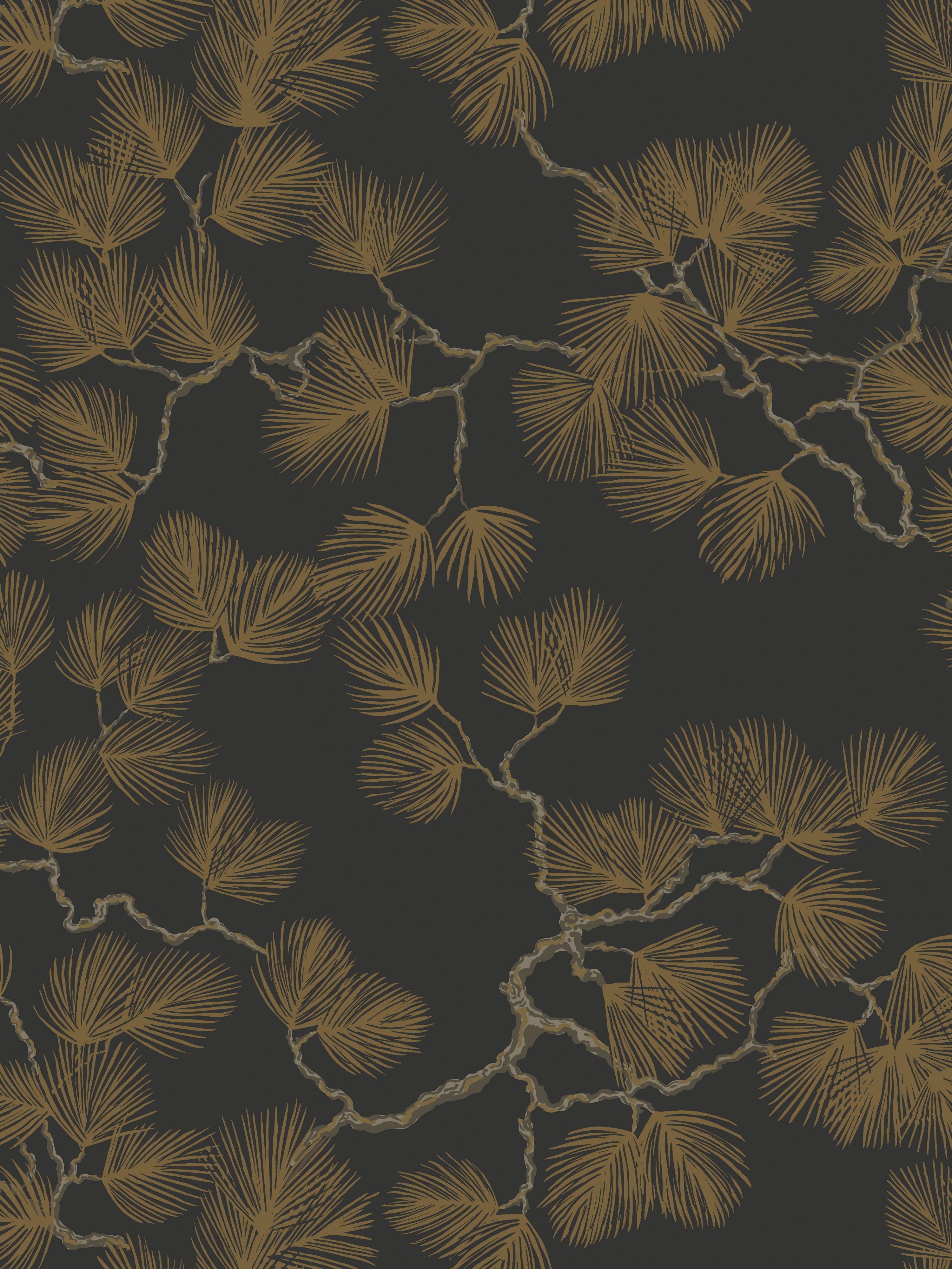 Pine wallpaper in black color - pattern number WSB 00990804 - by Scalamandre in the collection