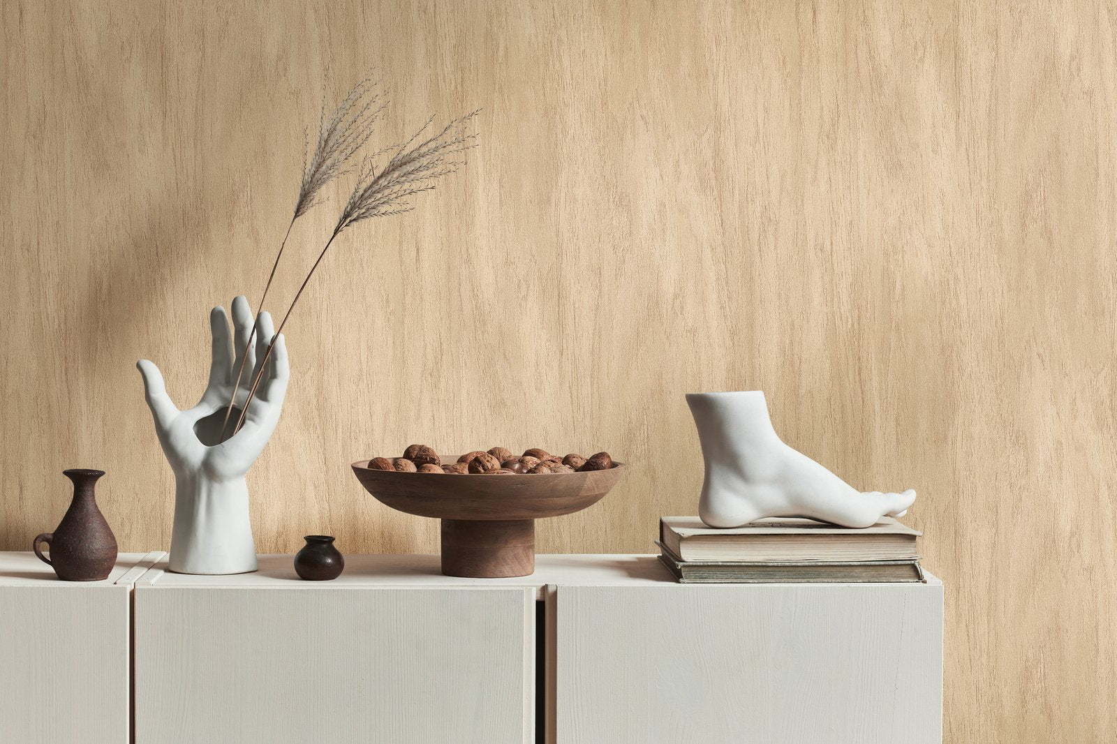 Wood Effect Motif wallpaper in beige color - pattern number WW22223 - by Galerie in the The Woods and Wicker collection