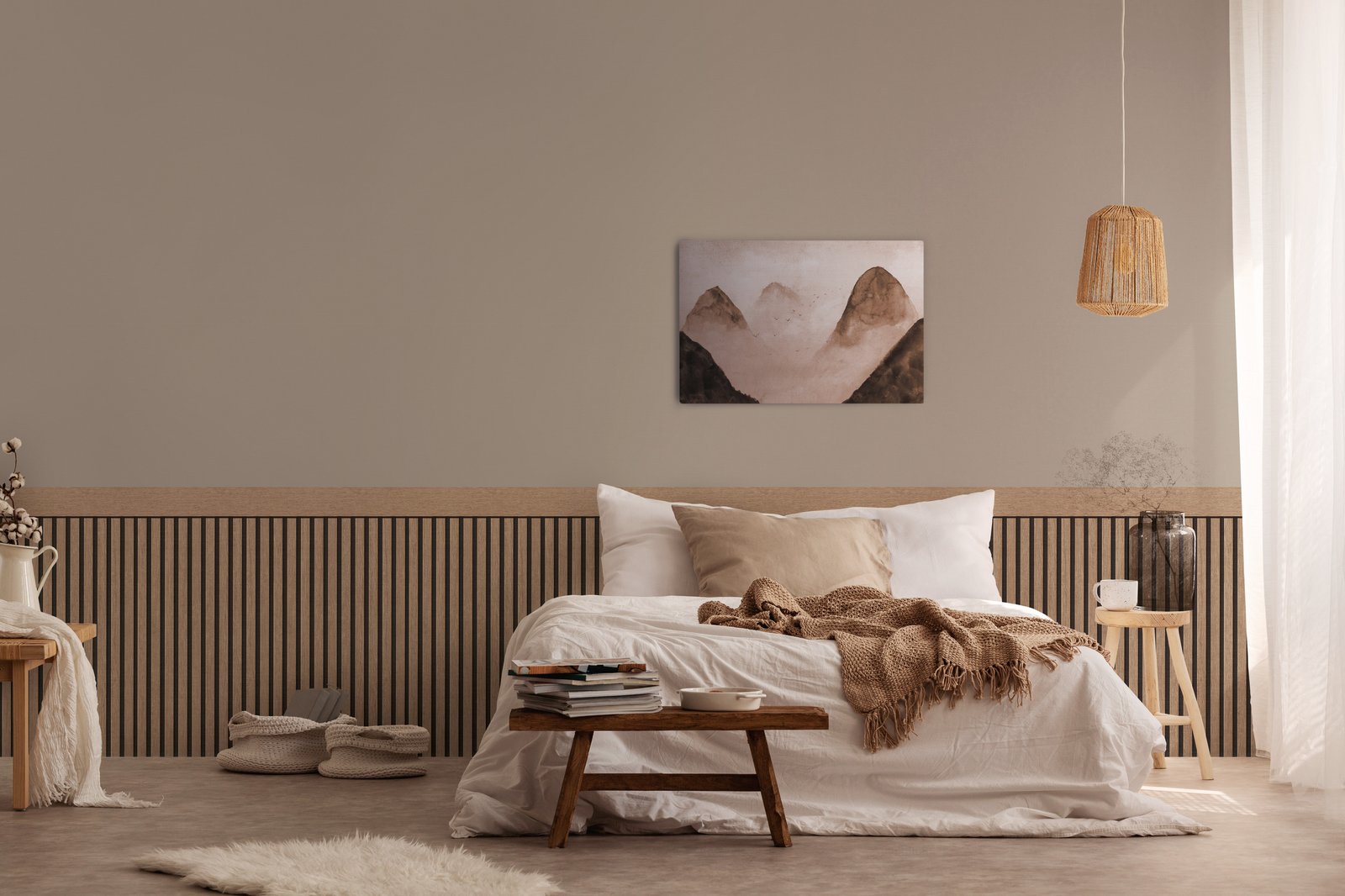 Dado Panel Effect Motif mural in bronze brown color - pattern number WW22227 - by Galerie in the The Woods and Wicker collection