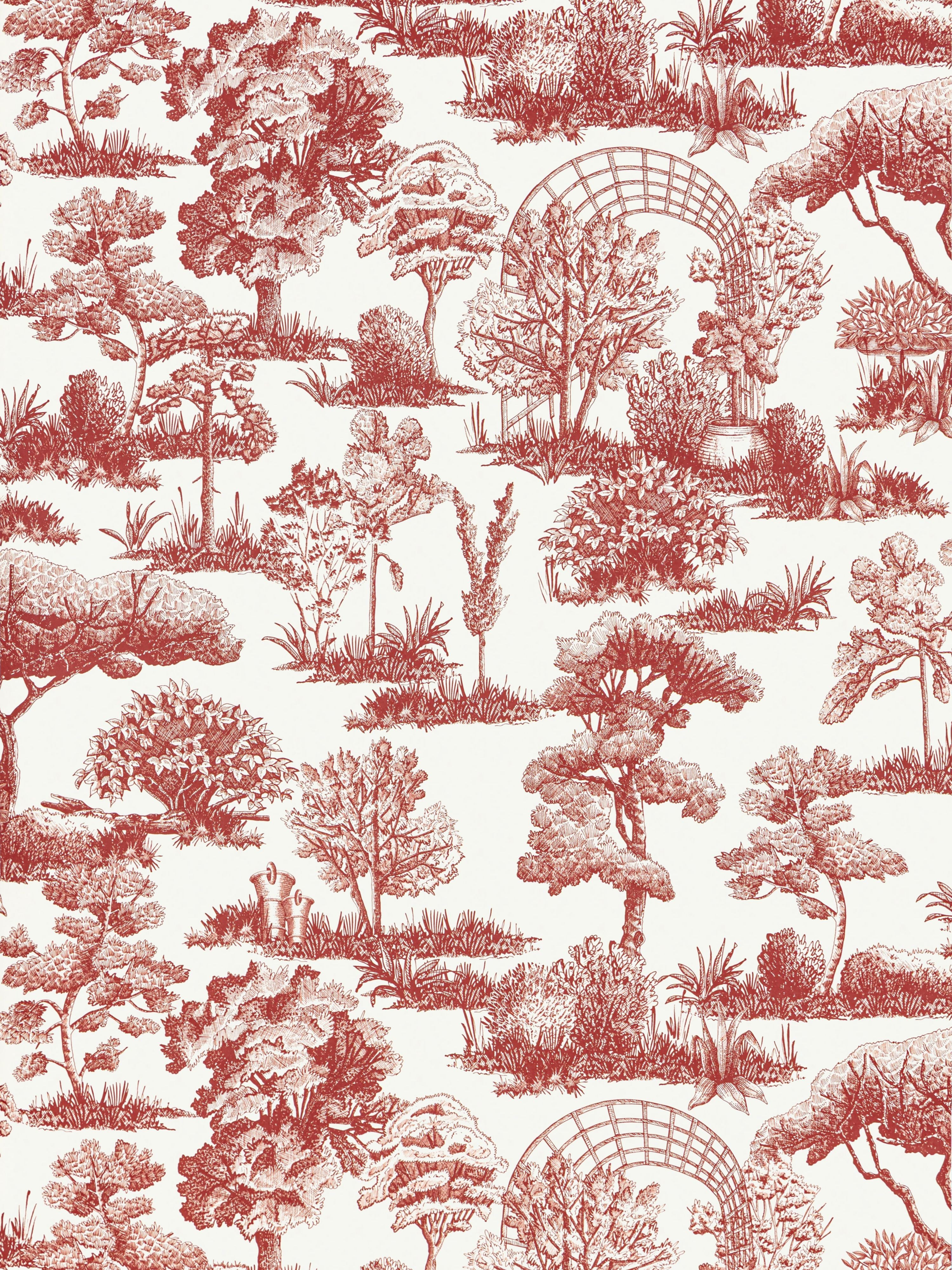 Garden Toile wallpaper in cardinal color - pattern number WW WP88605D0009 - by Scalamandre in the collection