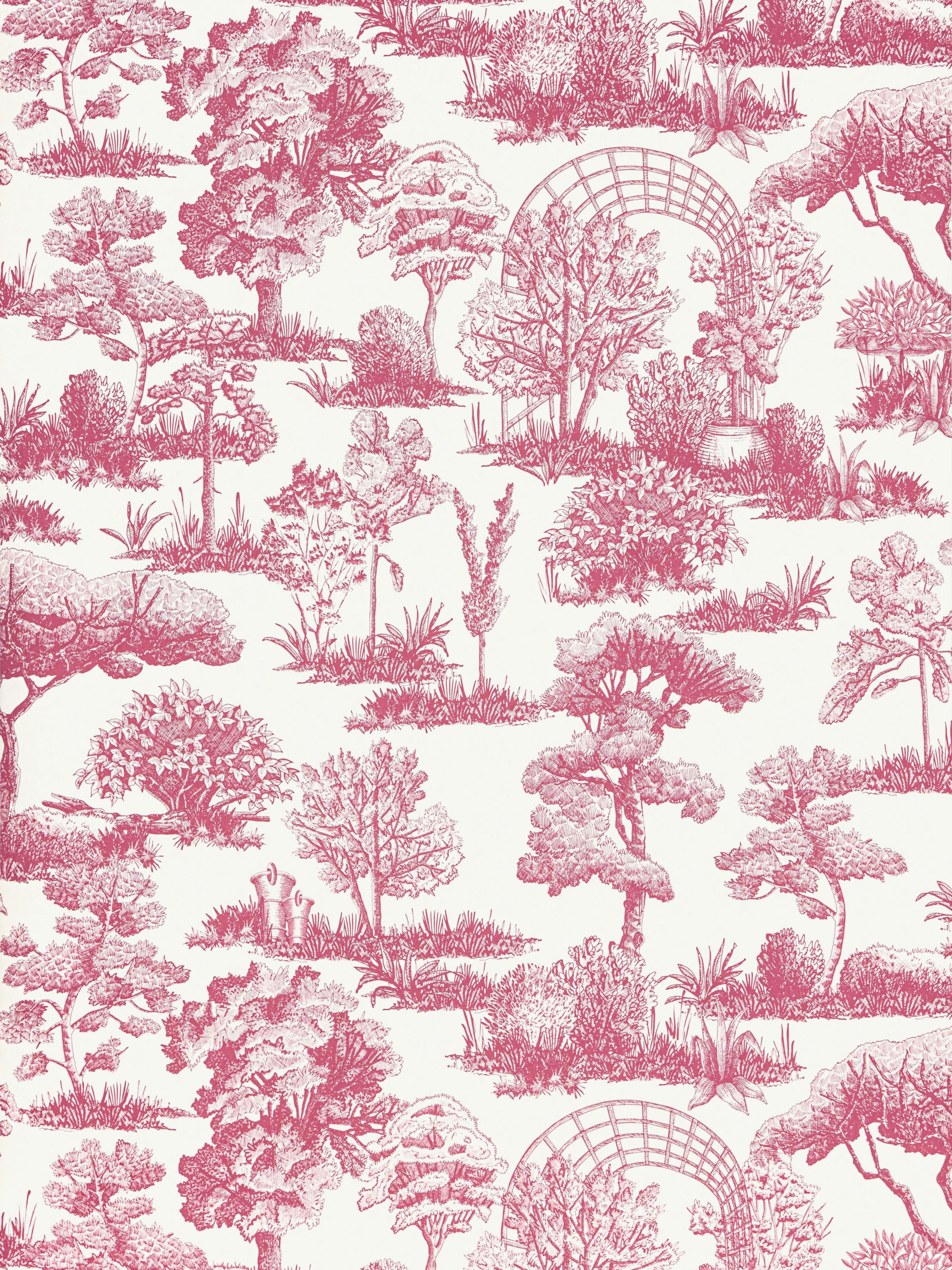 Garden Toile wallpaper in raspberry color - pattern number WW WP88605D0010 - by Scalamandre in the collection