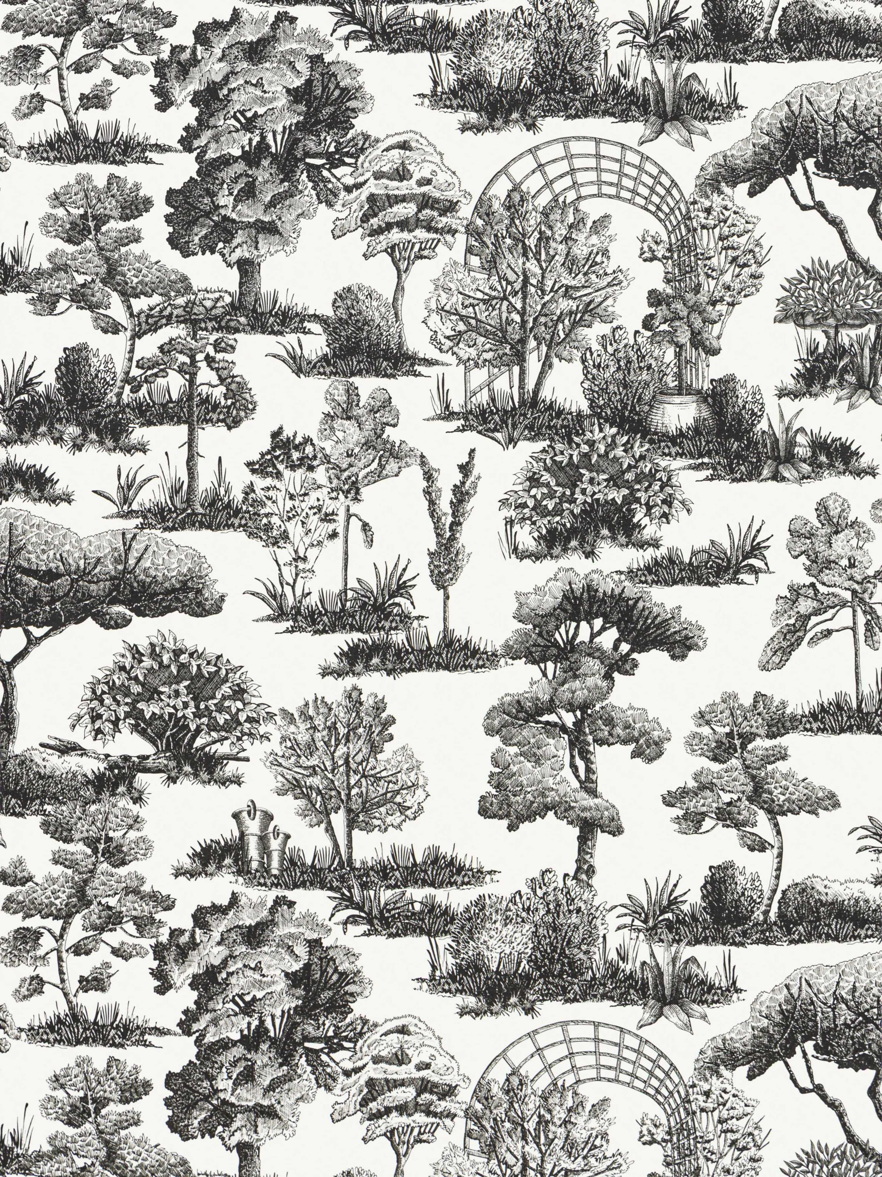 Garden Toile wallpaper in onyx color - pattern number WW WP88605D0011 - by Scalamandre in the collection