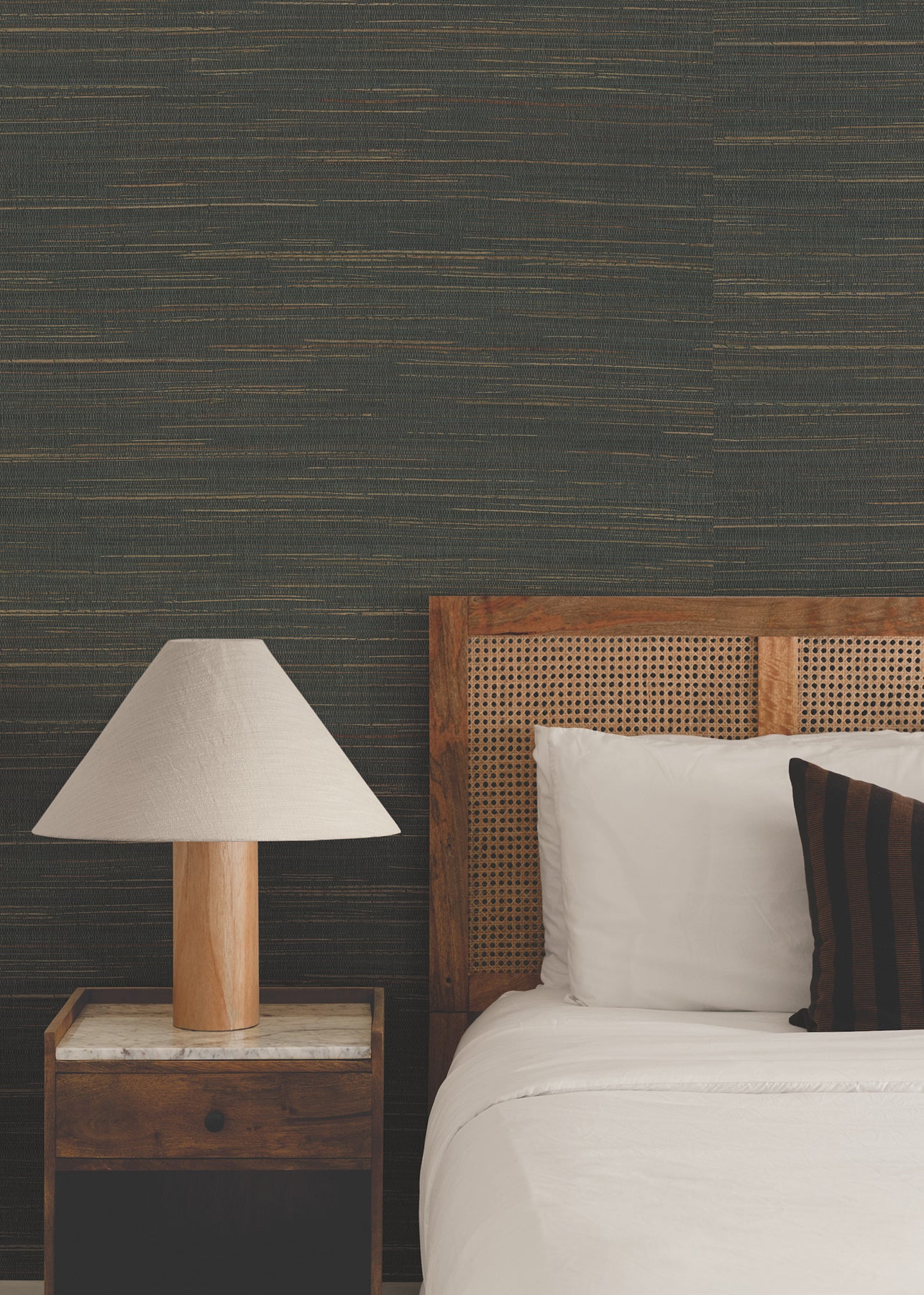 Multicolored Hemp wallpaper in lead color - pattern number YGL7079 - by Ronald Redding in the Natural Palette Resource collection