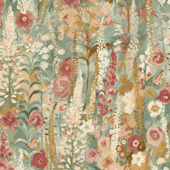 Classical Floral All-over Wallpaper in pink color - pattern number INA74603 - by Grandeco in the Inia collection