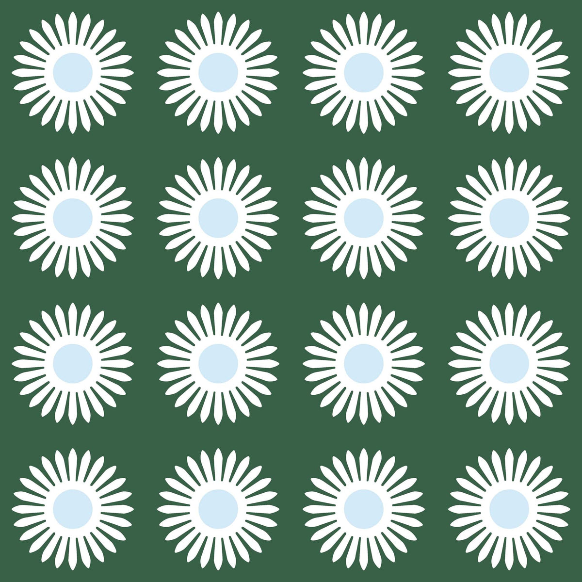 American Daisy Wallpaper in Hunter Light Blue color - pattern number KK713_Hunter_Light_Blue_KH300 - by Katie Kime in the collection