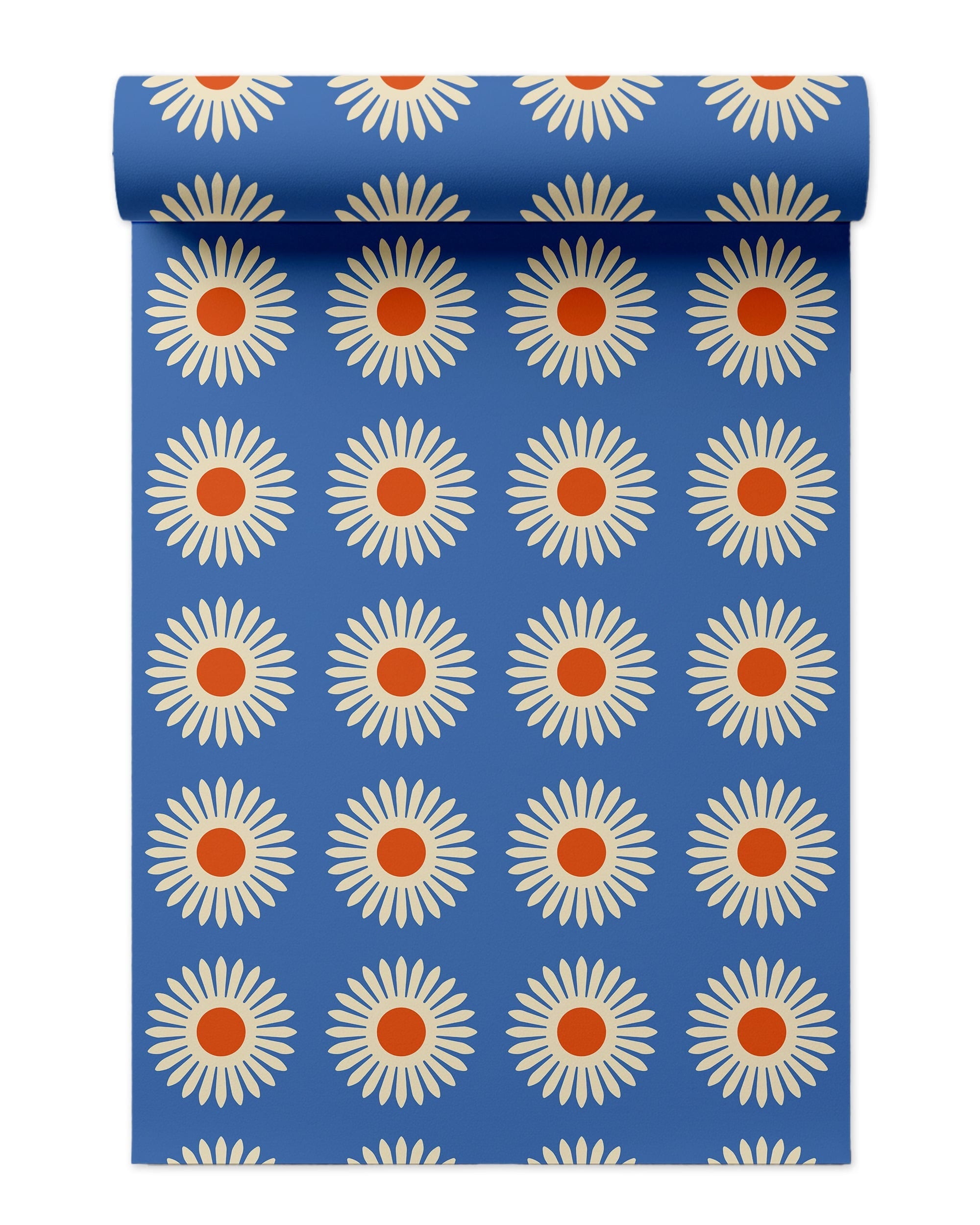 American Daisy Peel and Stick Wallpaper in blue red color - pattern number KK713_Blue_KH306 - by Katie Kime in the collection