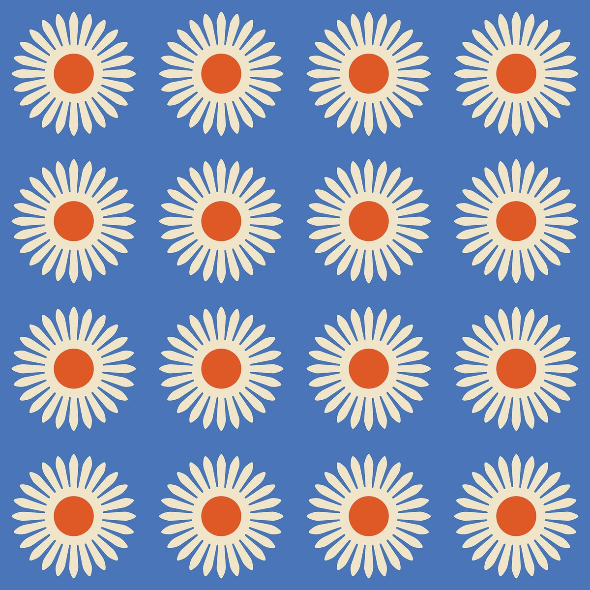 American Daisy Peel and Stick Wallpaper in Blue Red color - pattern number KK713_Blue_KH306 - by Katie Kime in the collection