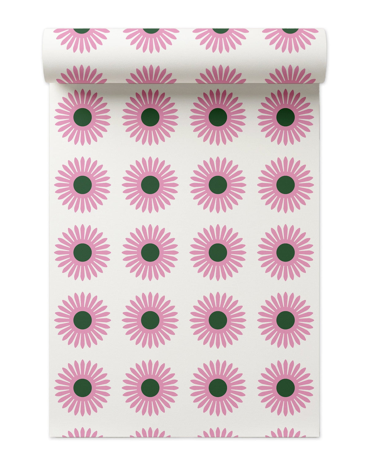 American Daisy Peel and Stick Wallpaper in White Pink color - pattern number KK713_White_Pink_KH306 - by Katie Kime in the collection