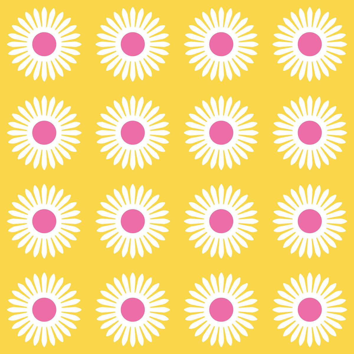 American Daisy Wallpaper in Yellow Pink color - pattern number KK713_Yellow_Pink_KH300 - by Katie Kime in the collection