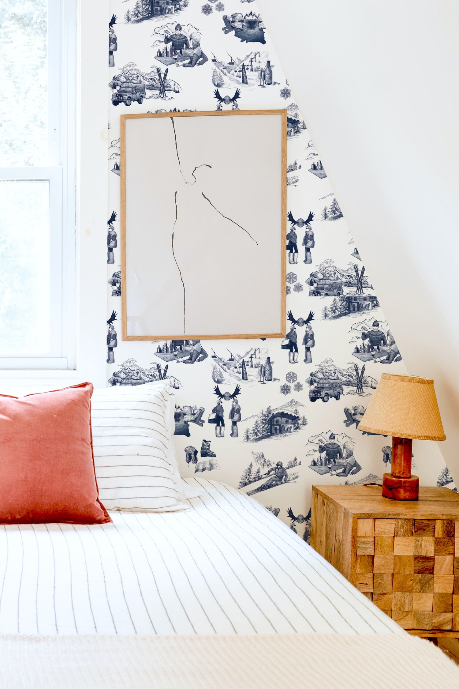 Après Ski Toile Peel and Stick Wallpaper in navy color - pattern number KK181_Navy_KH306 - by Katie Kime in the collection