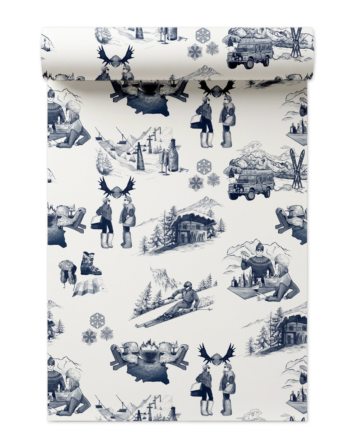 Apres Ski Toile Peel and Stick Wallpaper in Navy color - pattern number KK181_Navy_KH306 - by Katie Kime in the collection