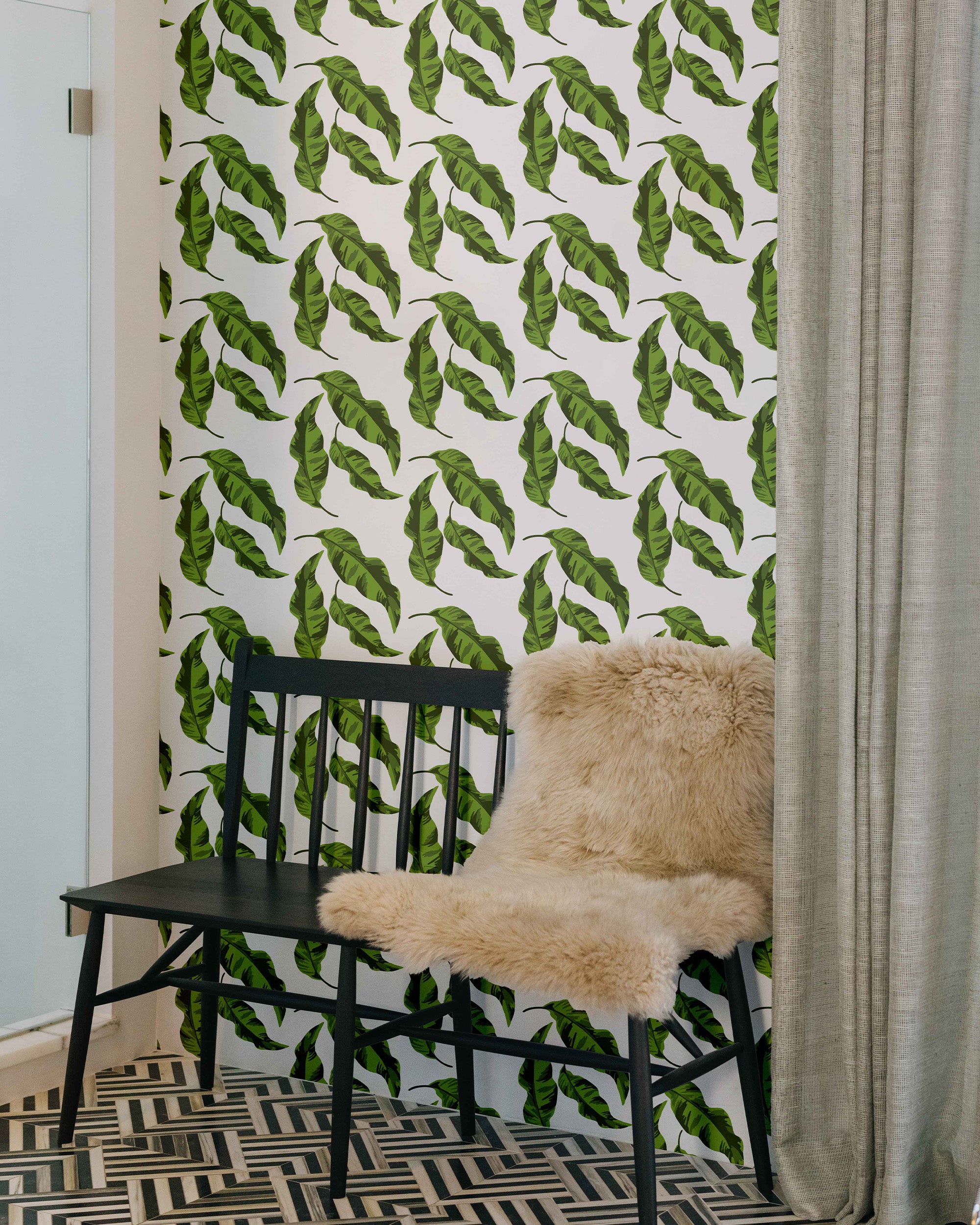 Banana Leaves Peel and Stick Wallpaper in green color - pattern number KK17001_Green_KH306 - by Katie Kime in the collection
