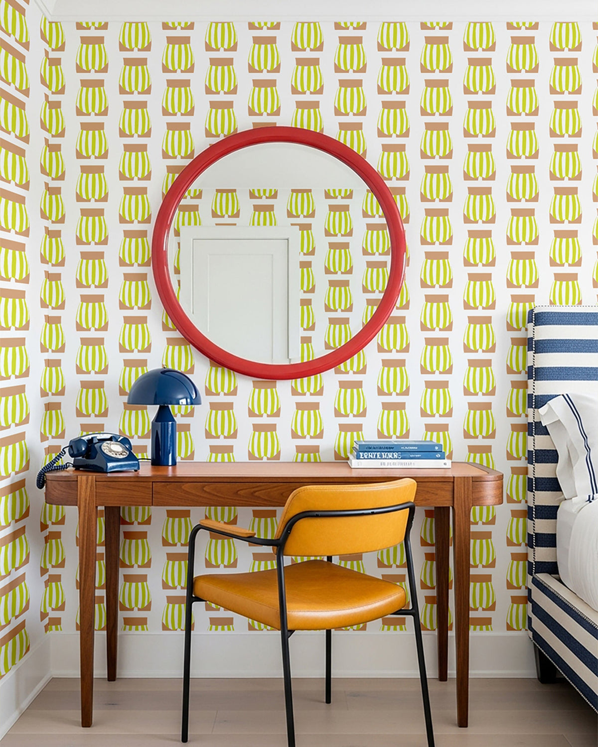 Beach Bum Peel and Stick Wallpaper in Chartreuse color - pattern number KK715_Chartreuse_KH306 - by Katie Kime in the collection