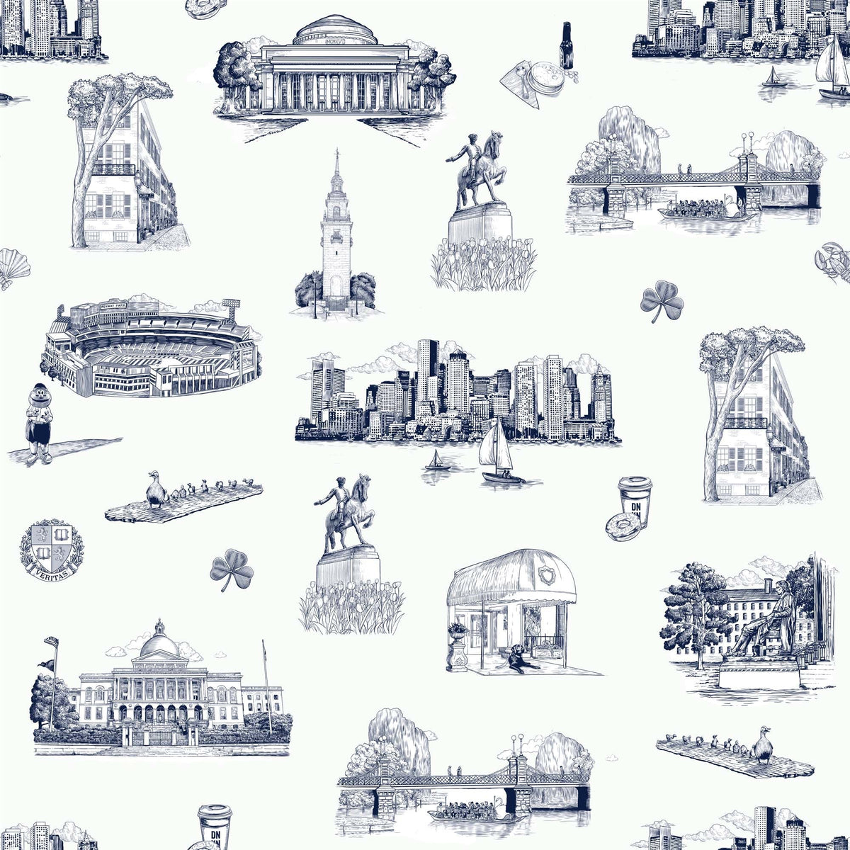 Boston Toile Wallpaper in Navy color - pattern number KK798_Navy_KH300 - by Katie Kime in the collection