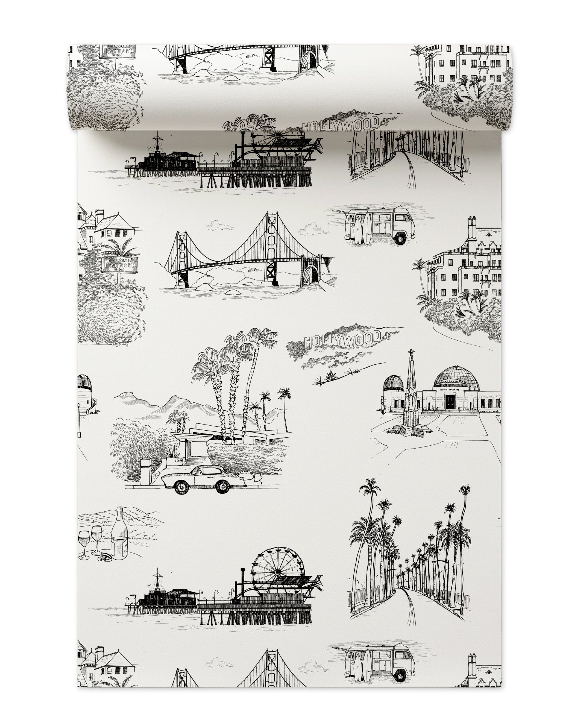 California Toile Peel and Stick Wallpaper in black color - pattern number KK707_Black_KH306 - by Katie Kime in the collection
