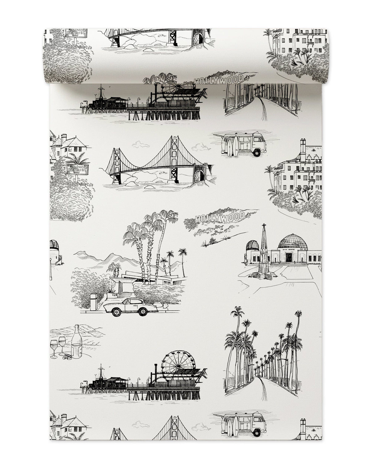 California Toile Peel and Stick Wallpaper in Black color - pattern number KK707_Black_KH306 - by Katie Kime in the collection