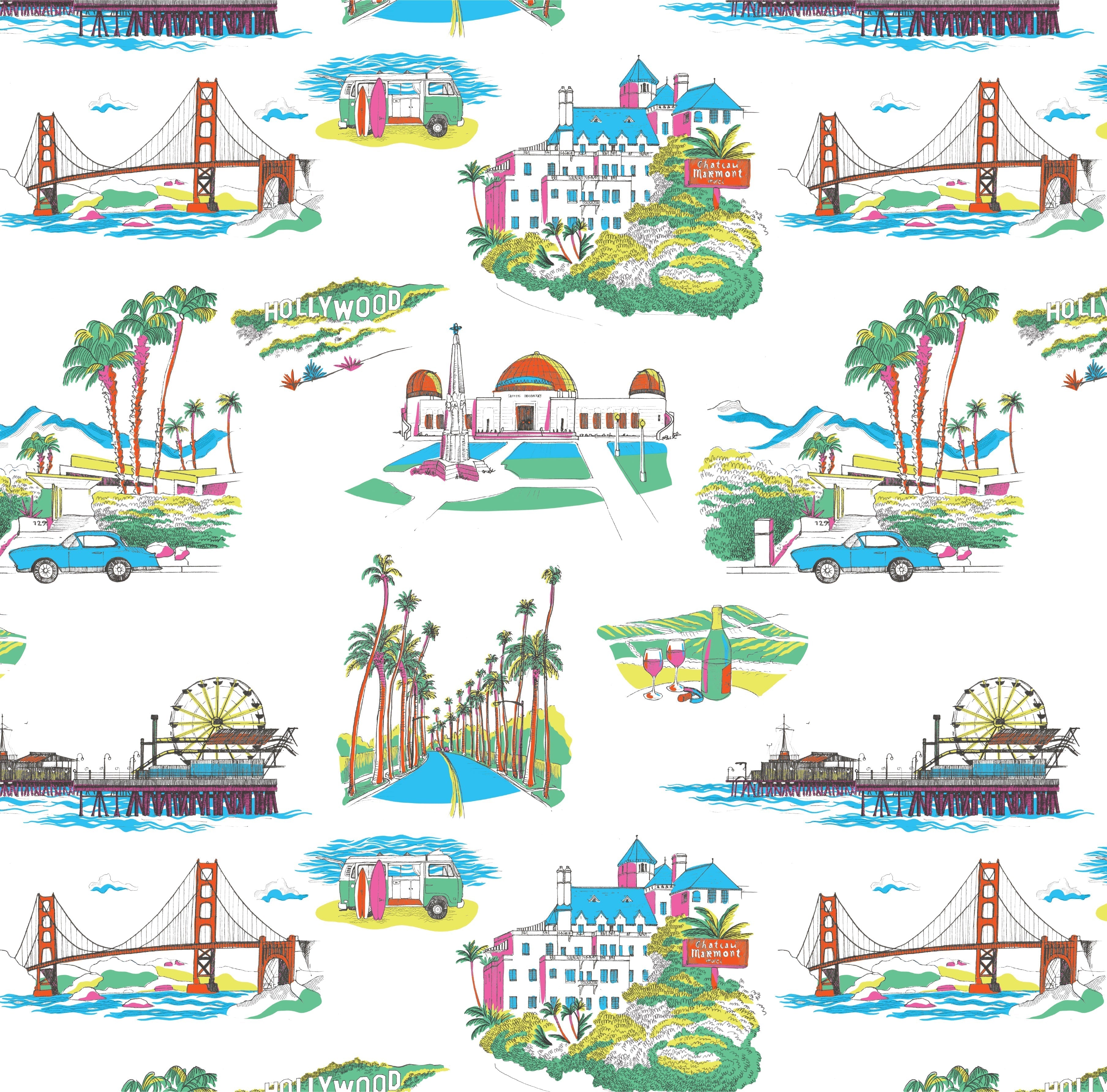 California Toile Wallpaper in Multi color - pattern number KK707_Multi_KH300 - by Katie Kime in the collection