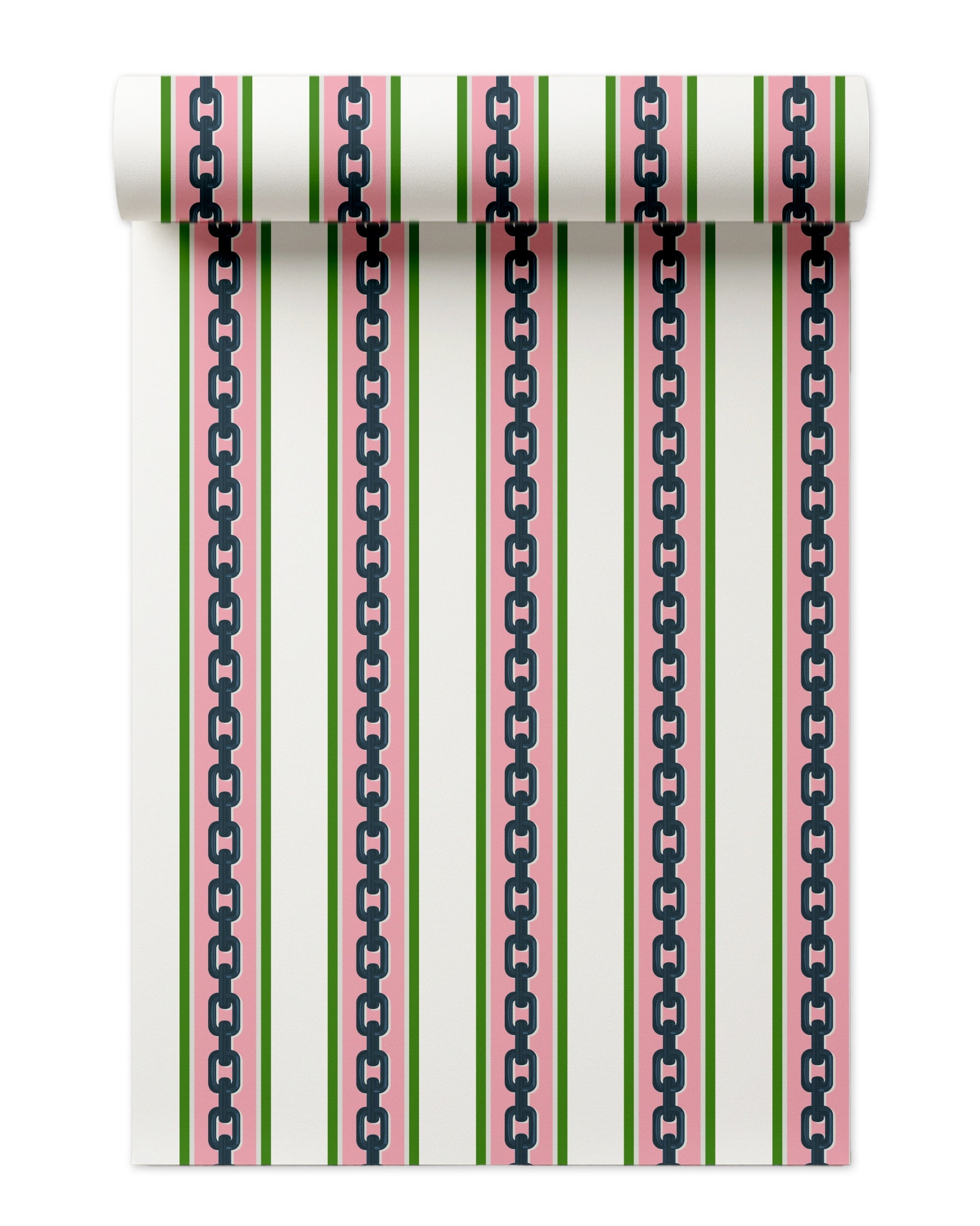Chain Stripe Peel and Stick Wallpaper in pink color - pattern number KK809_Pink_KH306 - by Katie Kime in the collection