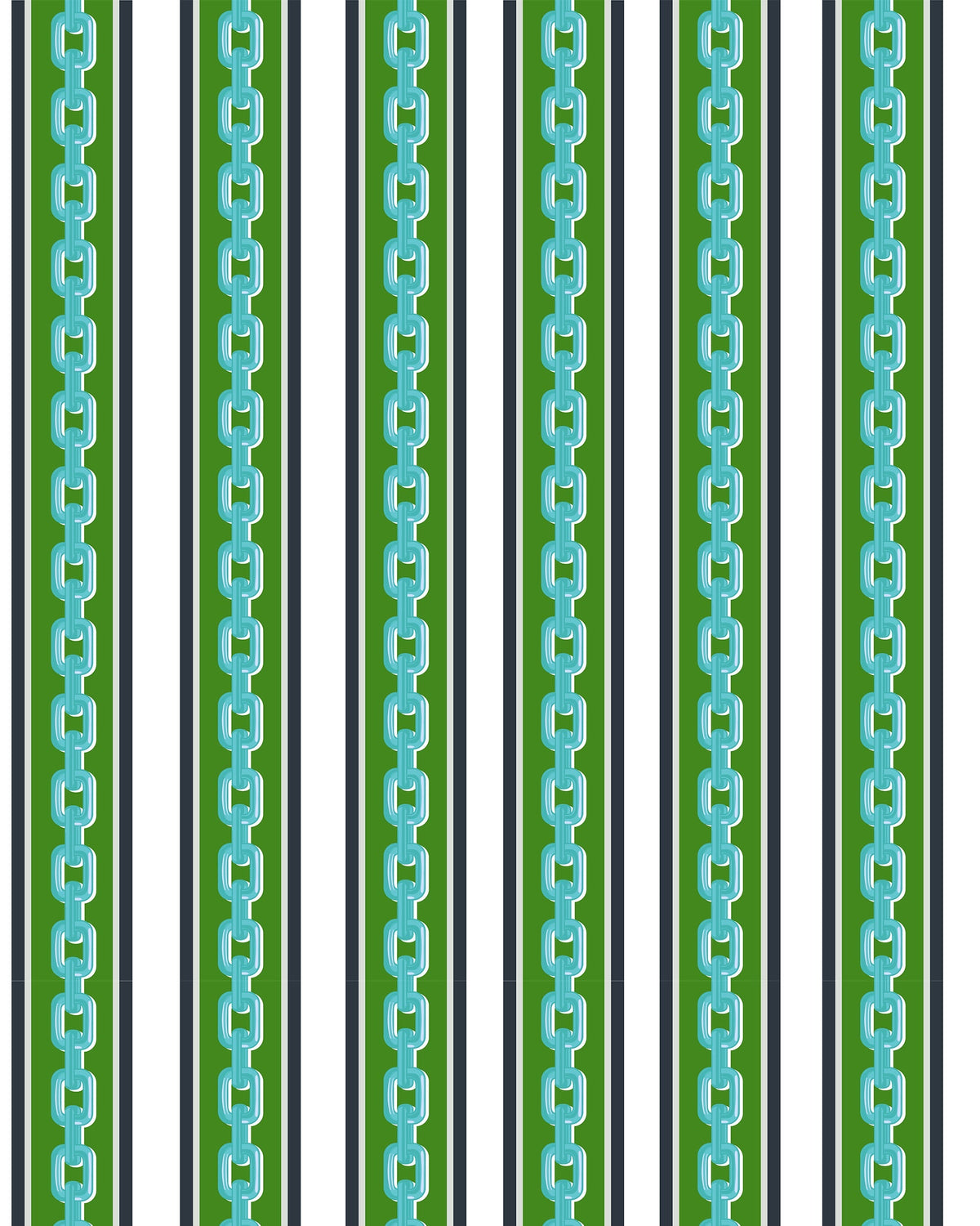 Chain Stripe Wallpaper in Green color - pattern number KK809_Green_KH300 - by Katie Kime in the collection