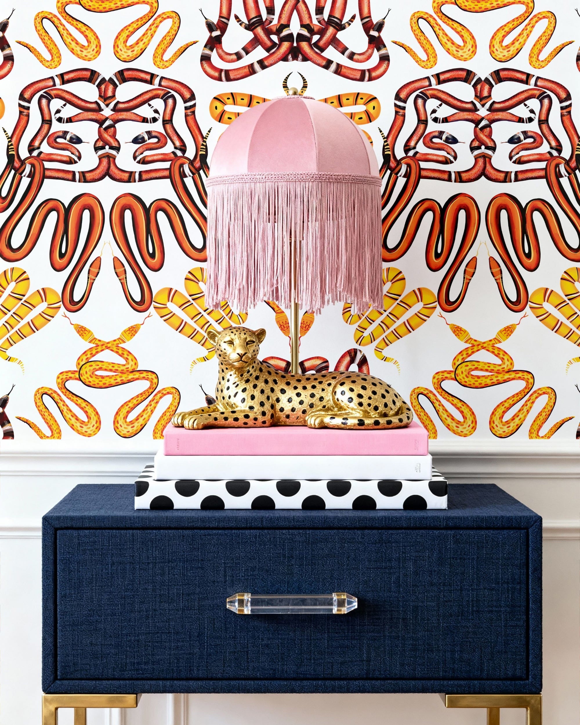 Charmed Wallpaper in Orange color - pattern number KK710_Orange_KH300 - by Katie Kime in the collection