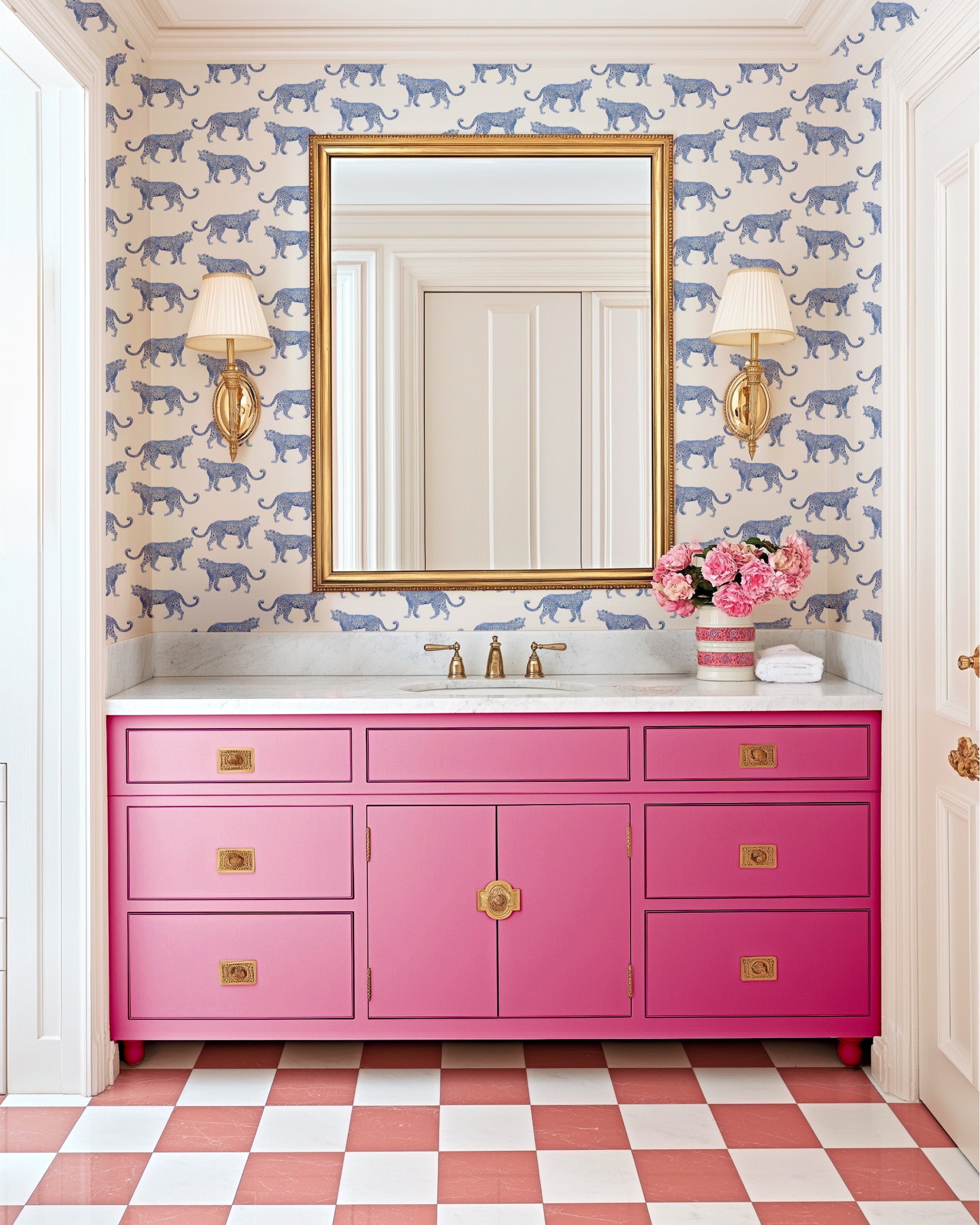 Cheetahs Wallpaper in Light Blue color - pattern number KK17076_Light_Blue_KH300 - by Katie Kime in the collection
