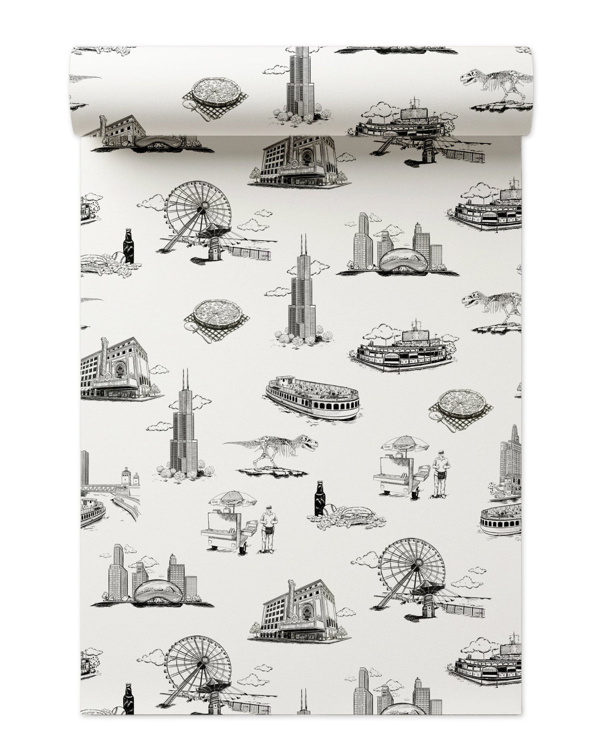 Chicago Toile Peel and Stick Wallpaper in Black color - pattern number KK751_Black_KH306 - by Katie Kime in the collection