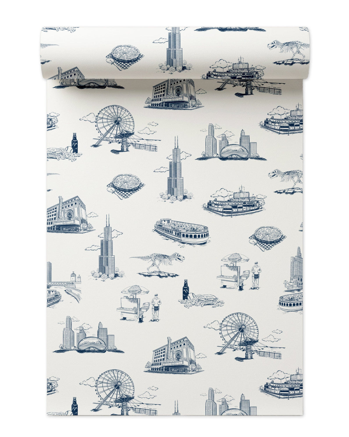 Chicago Toile Peel and Stick Wallpaper in Navy color - pattern number KK751_Navy_KH306 - by Katie Kime in the collection