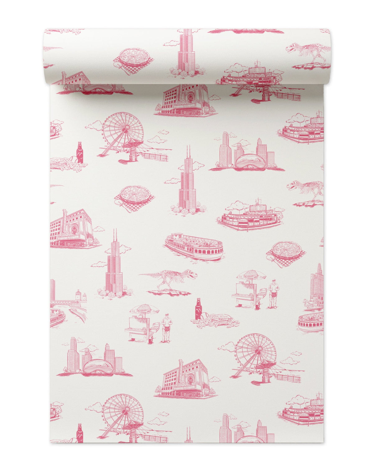Chicago Toile Wallpaper in Pink color - pattern number KK751_Pink_KH300 - by Katie Kime in the collection