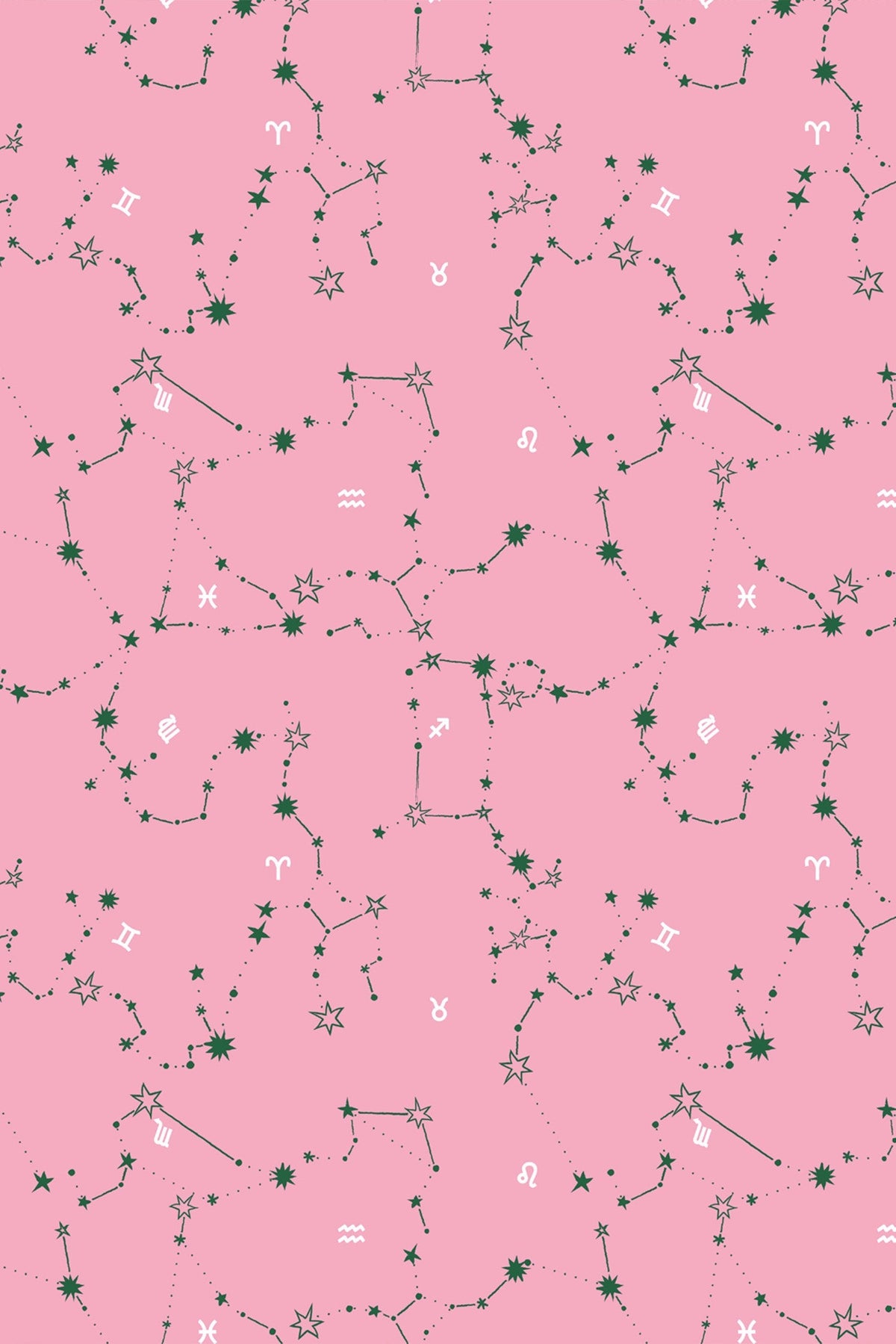 Constellations Peel and Stick Wallpaper in Pink Green color - pattern number KK785_Pink_Green_KH306 - by Katie Kime in the collection
