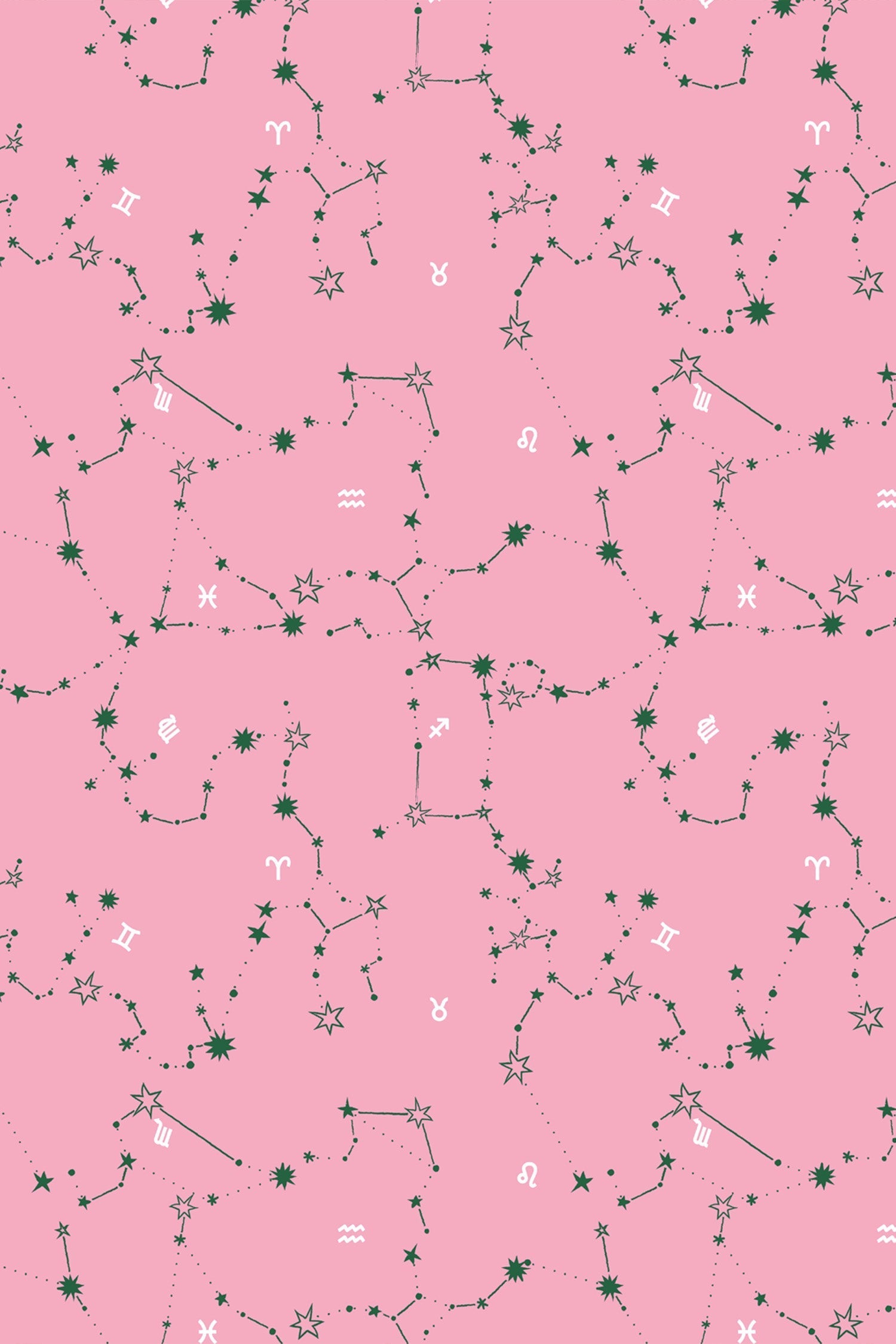 Constellations Wallpaper in Pink Green color - pattern number KK785_Pink_Green_KH300 - by Katie Kime in the collection