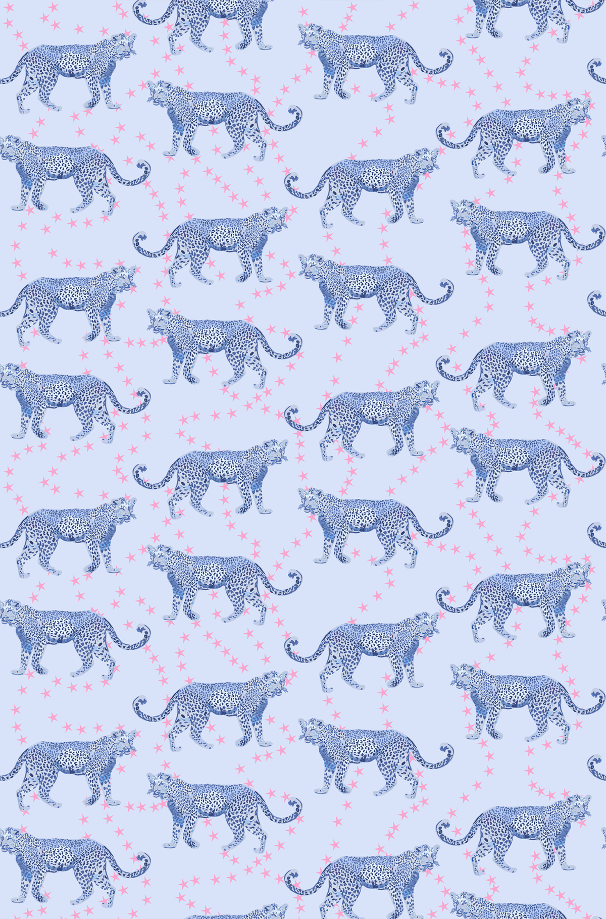 Cosmic Cheetah Wallpaper in Light Blue color - pattern number KK763_Light_Blue_KH300 - by Katie Kime in the collection