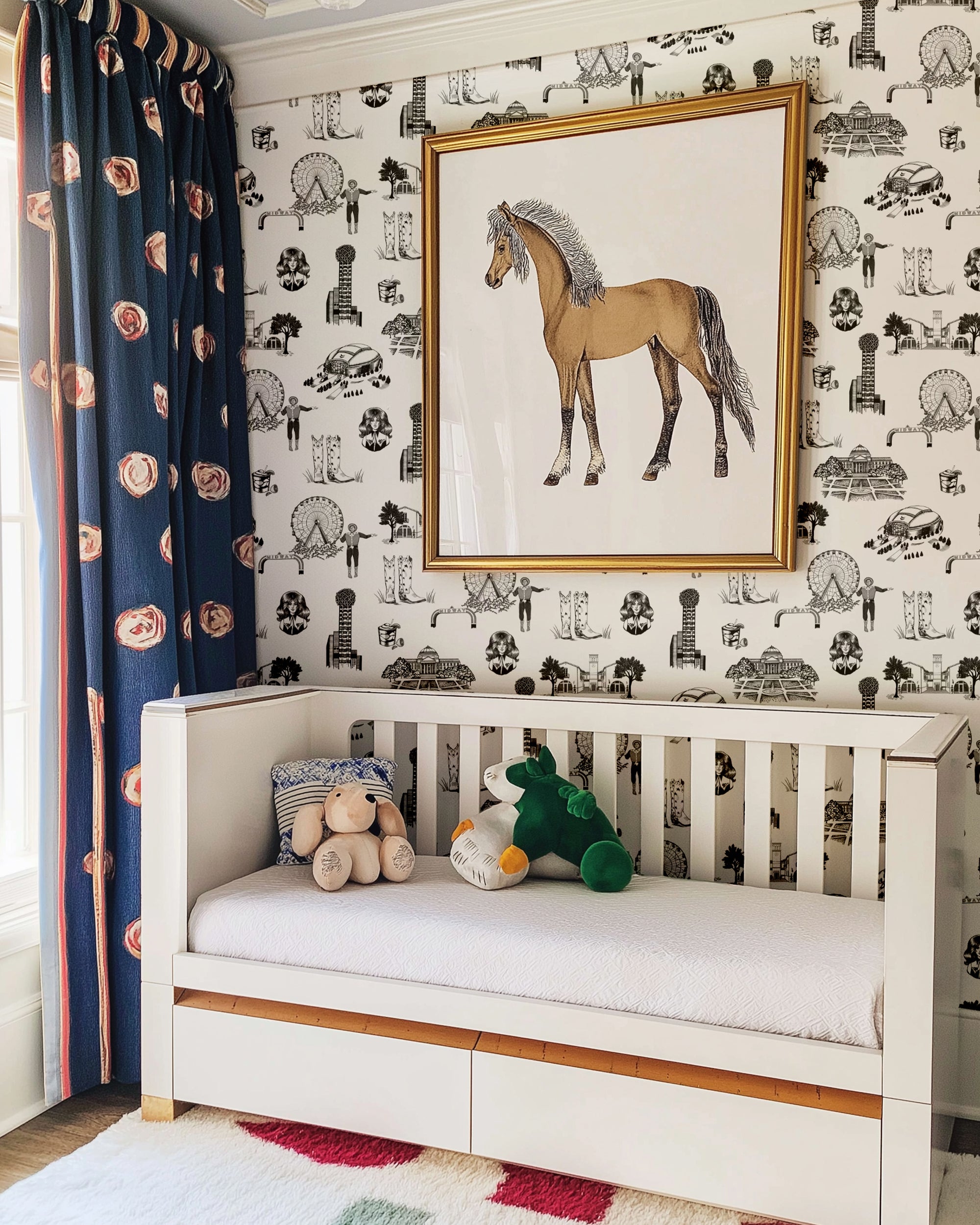 Dallas Toile Peel and Stick Wallpaper in black color - pattern number KK17138_Black_KH306 - by Katie Kime in the collection