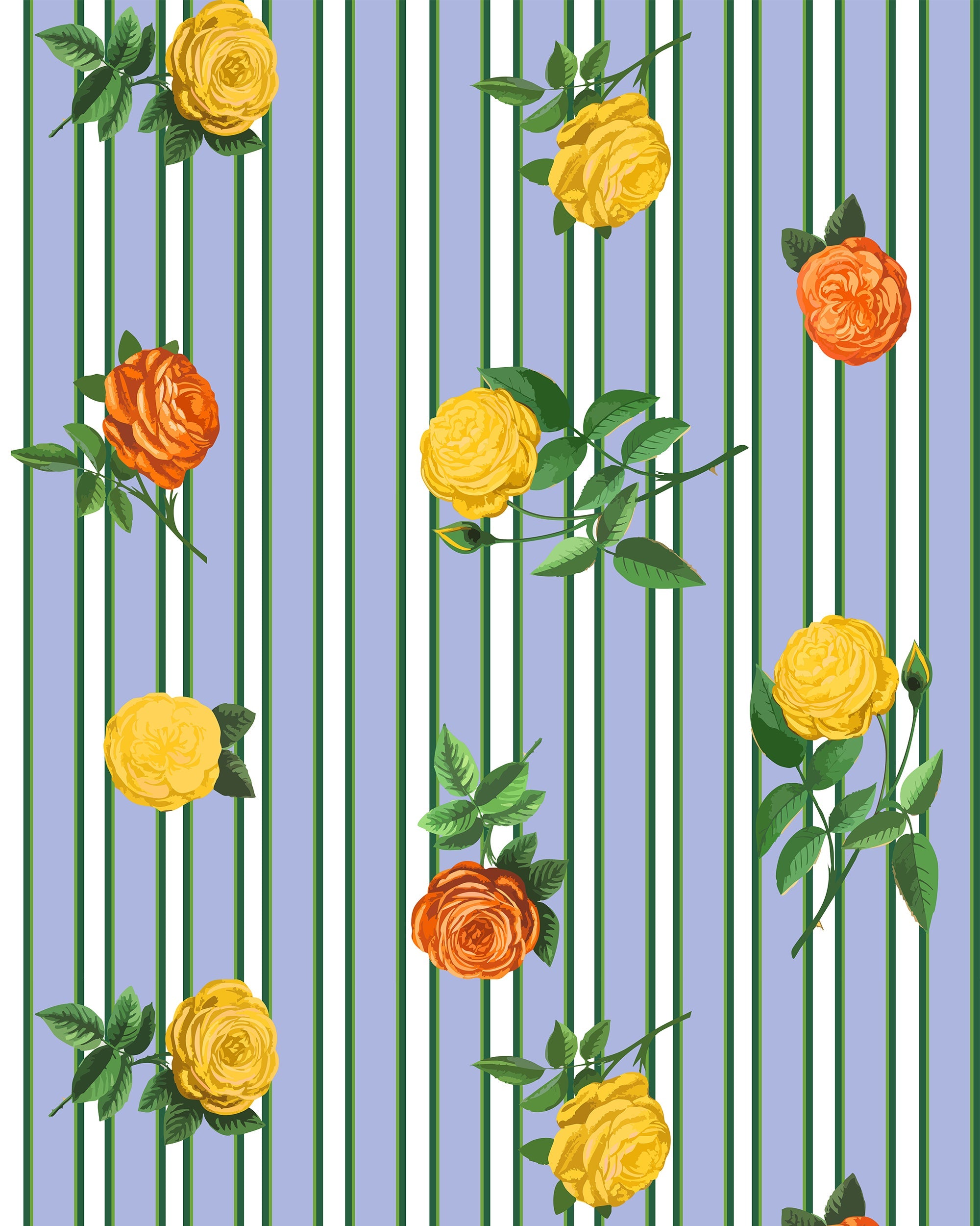Derby Rose Wallpaper in Blue color - pattern number KK808_Blue_KH300 - by Katie Kime in the collection